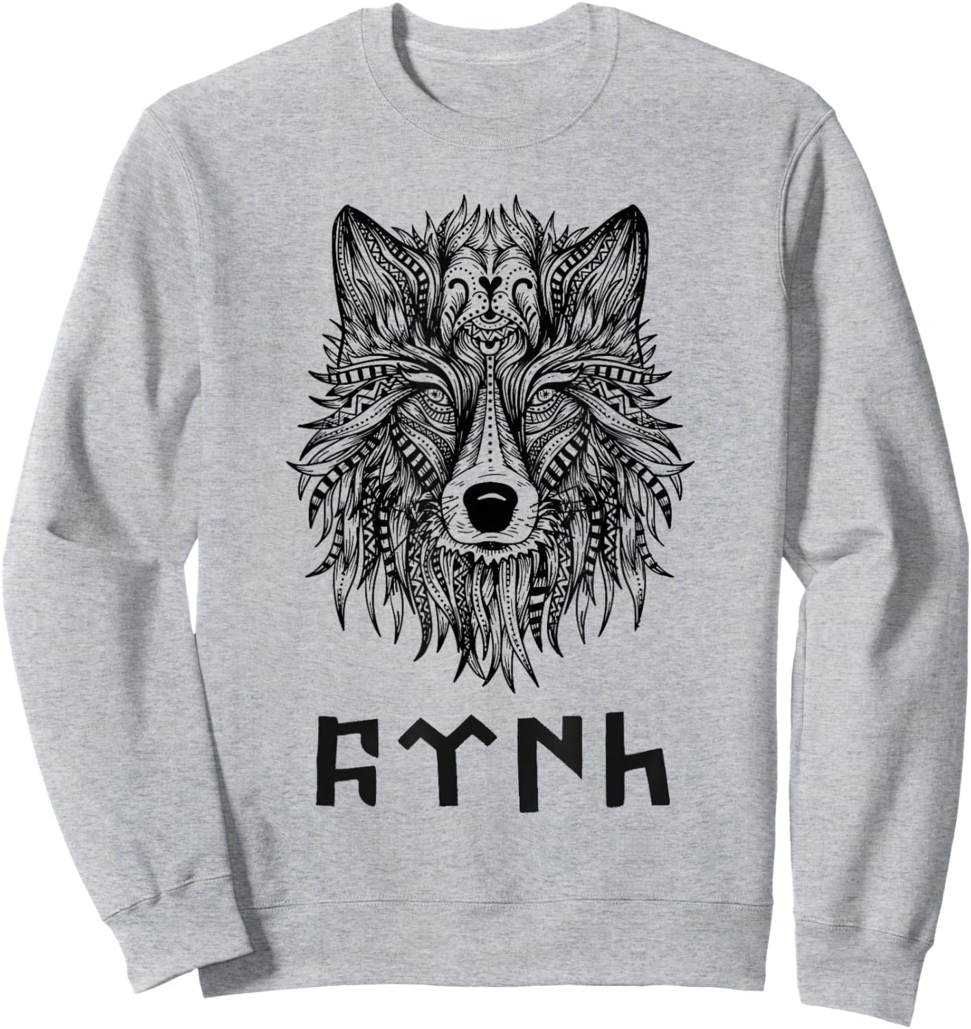 Türk Quote with Göktürk Letters & Köktürk Bozkurt Head Sweatshirt - Sweatshirt | Ash