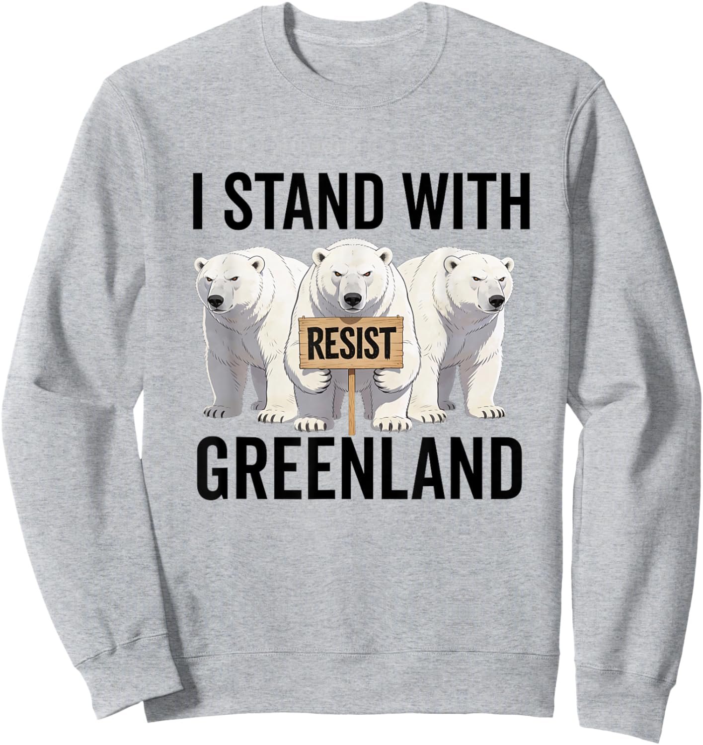 I Stand with Greenland Protest Polar Bear Greenland Denmark Sweatshirt - Sweatshirt | Ash