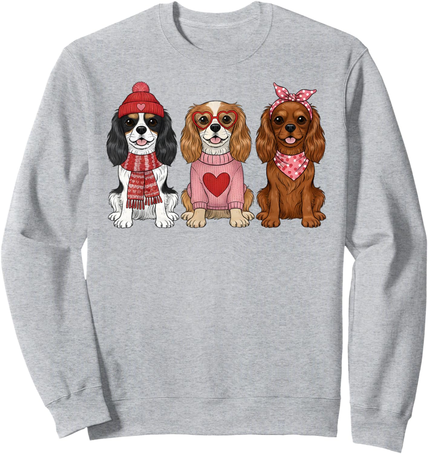 Cute Cavalier King Charles Spaniel Valentine Dog Sweatshirt - Sweatshirt | Ash