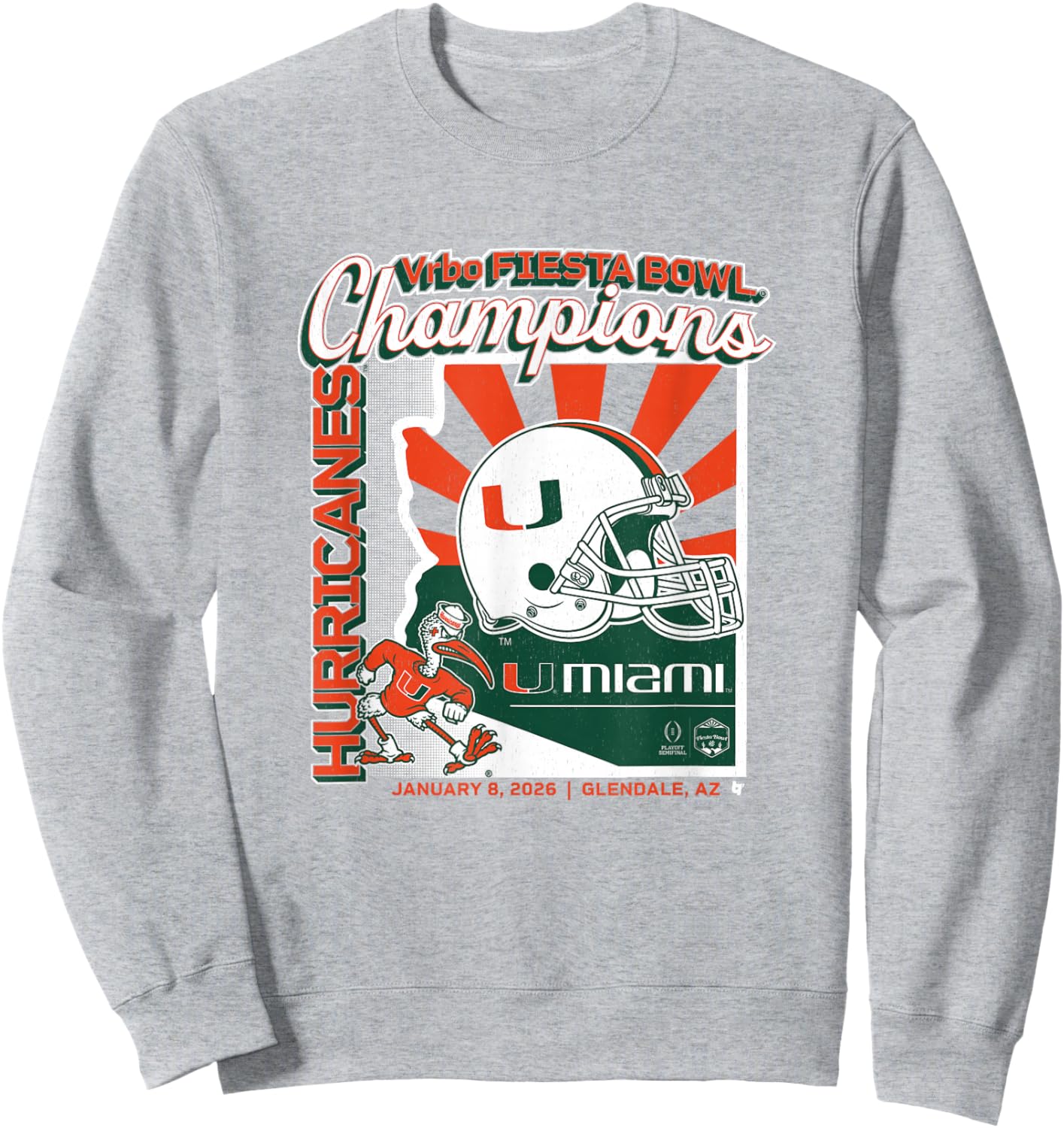 Miami Football: CFP Fiesta Bowl Champions Sweatshirt - Sweatshirt | Ash