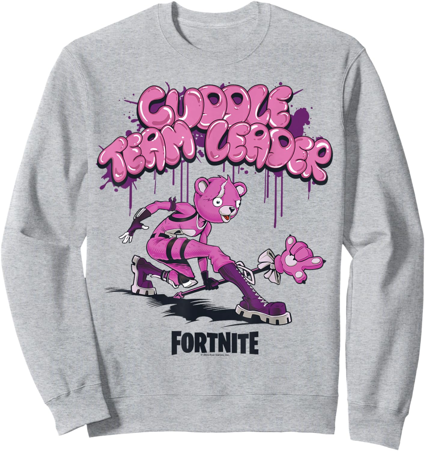 Fortnite Cuddle Team Leader Bubble Text Attack Pose Sweatshirt - Sweatshirt | Ash