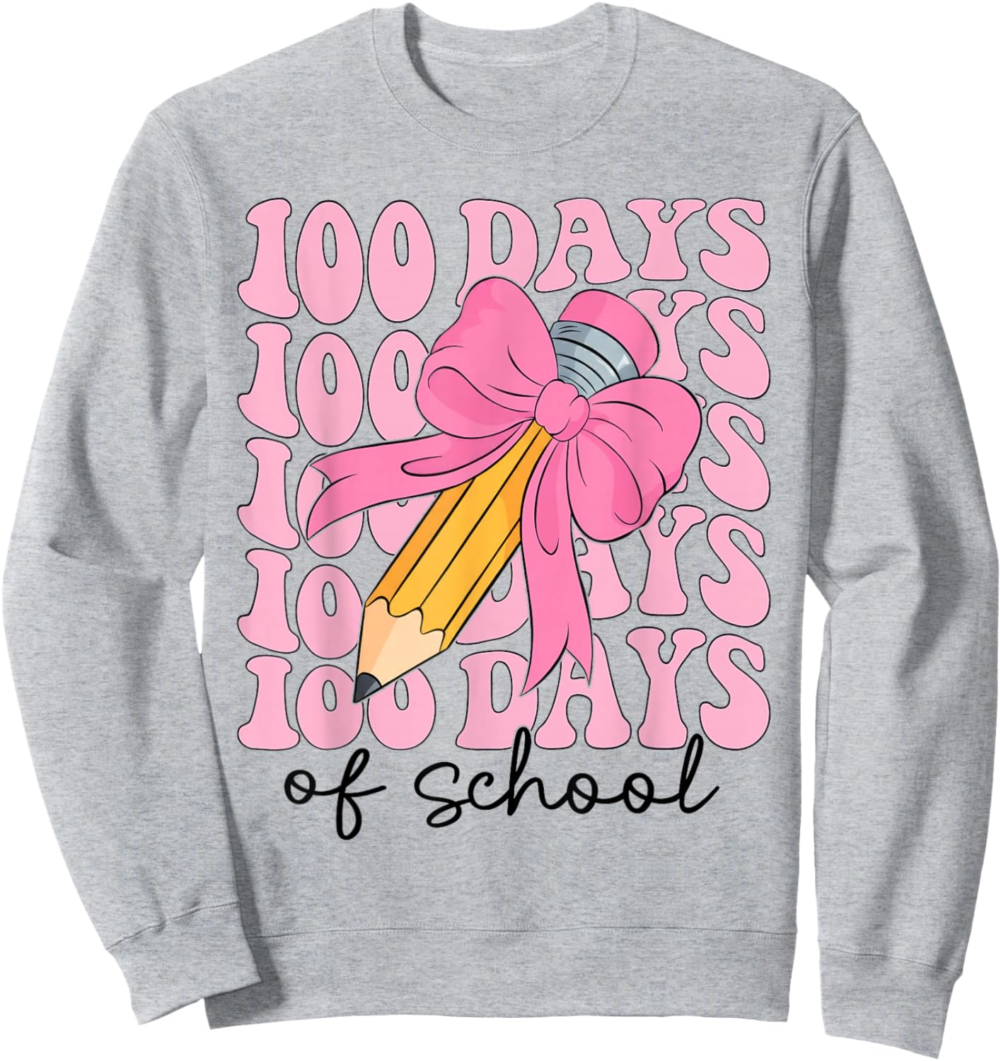 Coquette Bow 100 Days of School Teacher 100th Day of School Sweatshirt - Sweatshirt | Ash