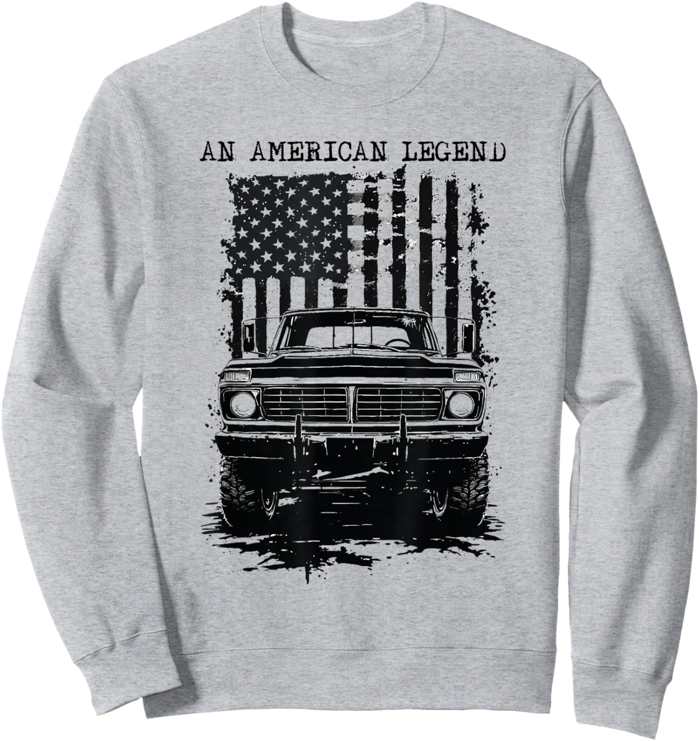 1976 Highboy Classic Dentside Truck Silhouette American Flag Sweatshirt - Sweatshirt | Ash