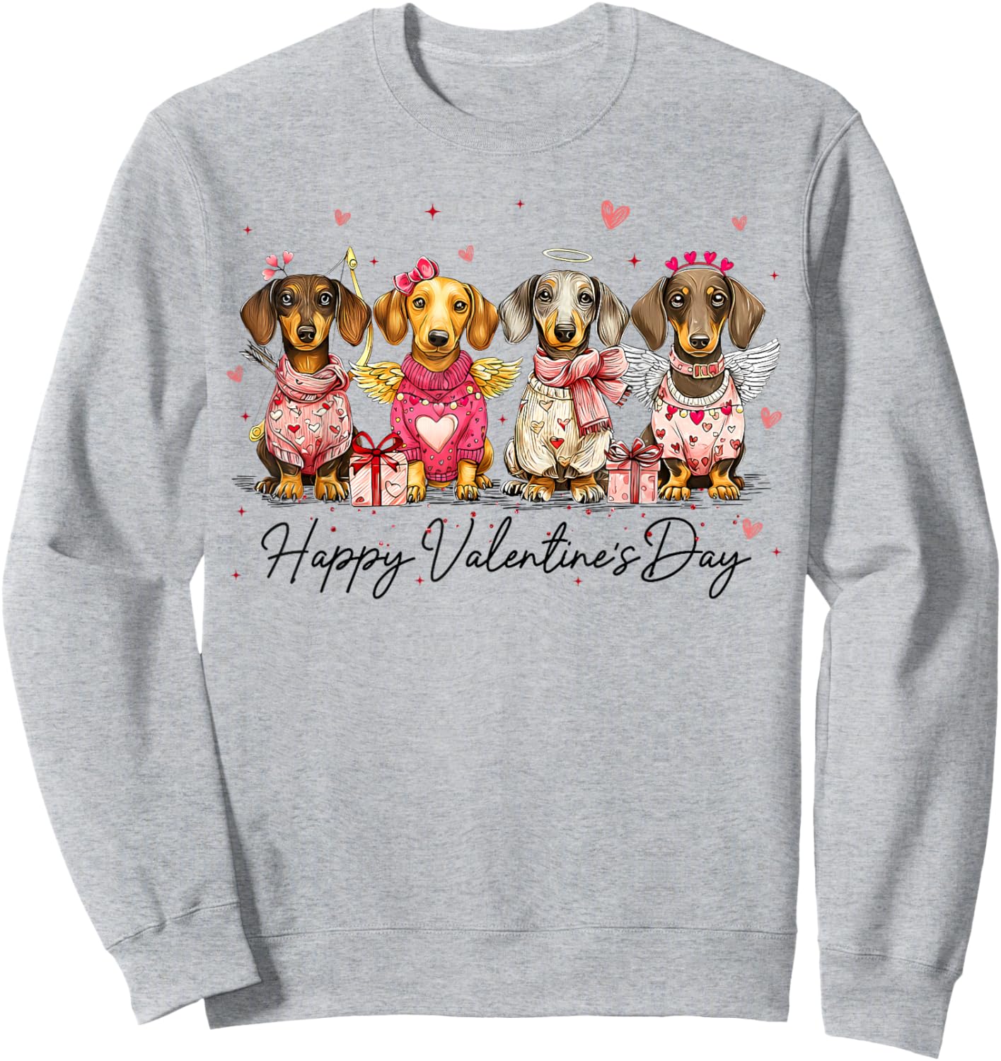 Happy Valentine's Day Dachshund is My Valentine Dog Lover Sweatshirt - Sweatshirt | Ash