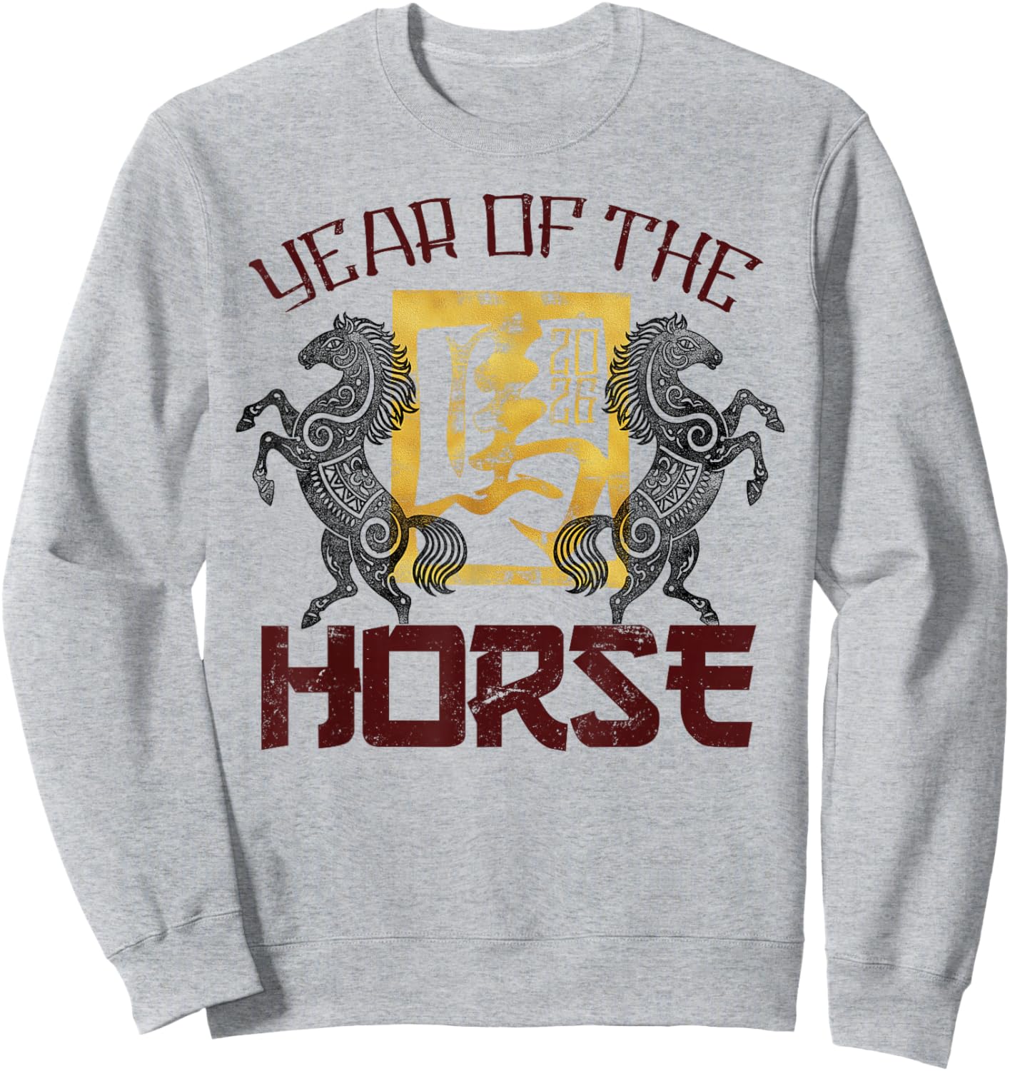 2026 Year of The Horse Chinese Zodiac Chinese New Year Sweatshirt - Sweatshirt | Ash