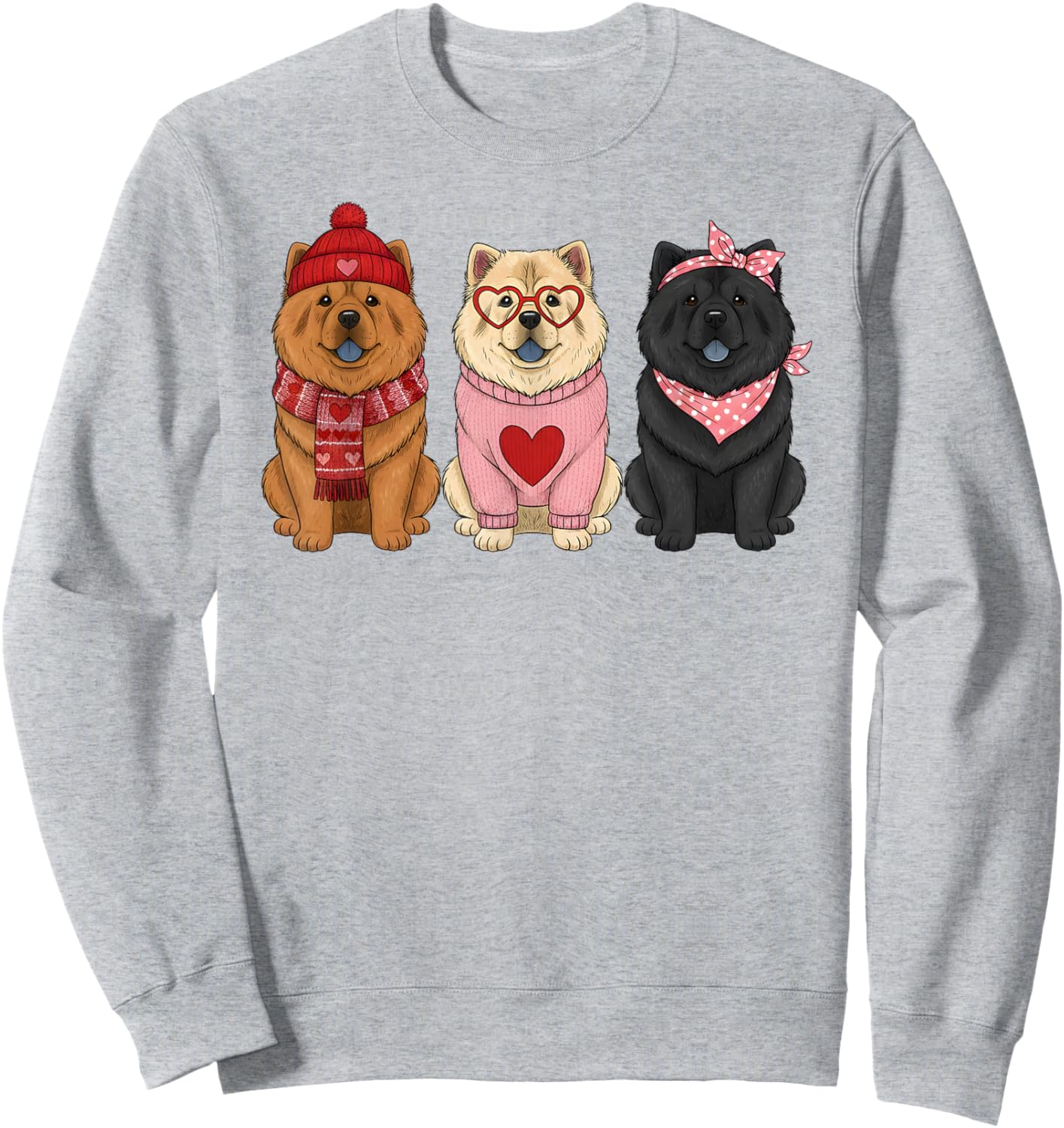Cute Chow Chow Valentine Dog Sweatshirt - Sweatshirt | Ash