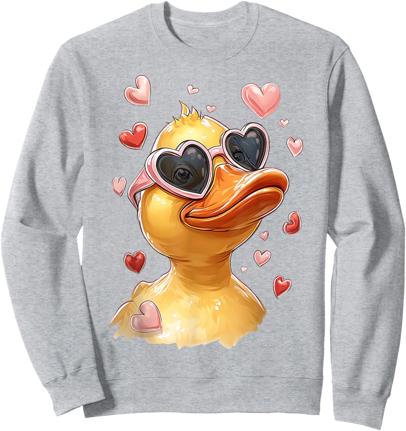 Rubber Duck Yellow Duckie Valentine's Day Heart Sunglasses Sweatshirt - Sweatshirt | Ash