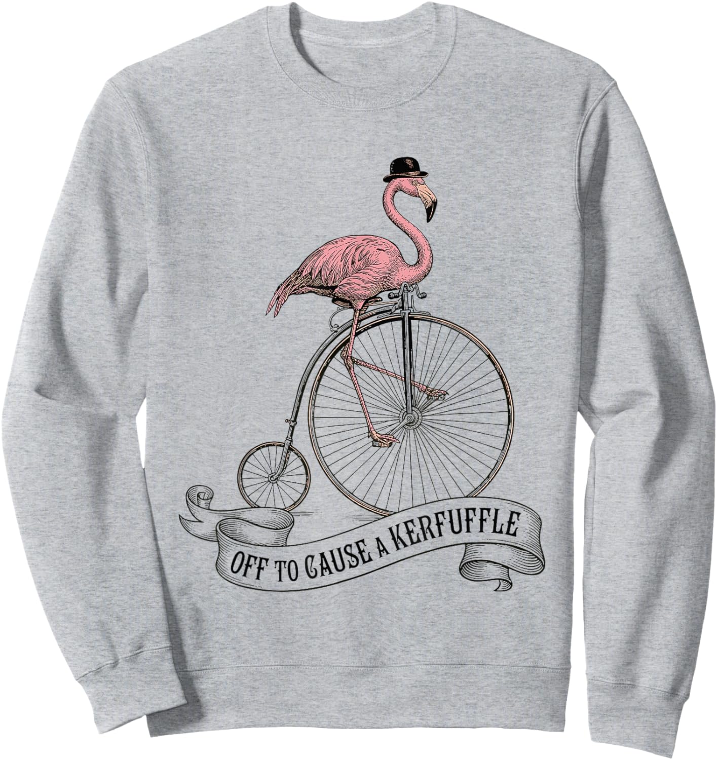 Off to Cause A Kerfuffle Flamingo Funny Birds Vintage Retro Sweatshirt - Sweatshirt | Ash