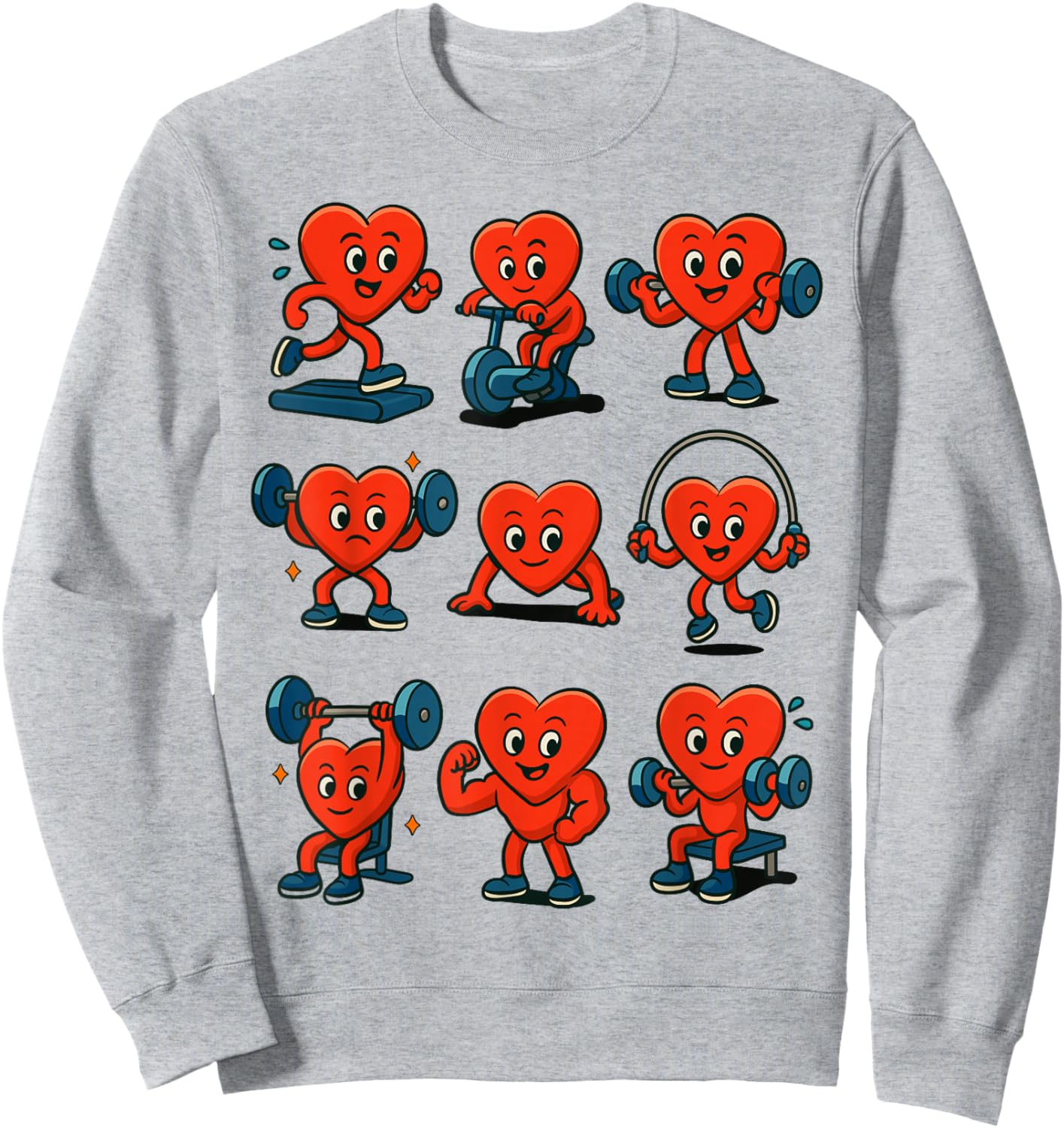 Heart Fitness Collection Gym Workout Weightlifting Valentine Sweatshirt - Sweatshirt | Ash