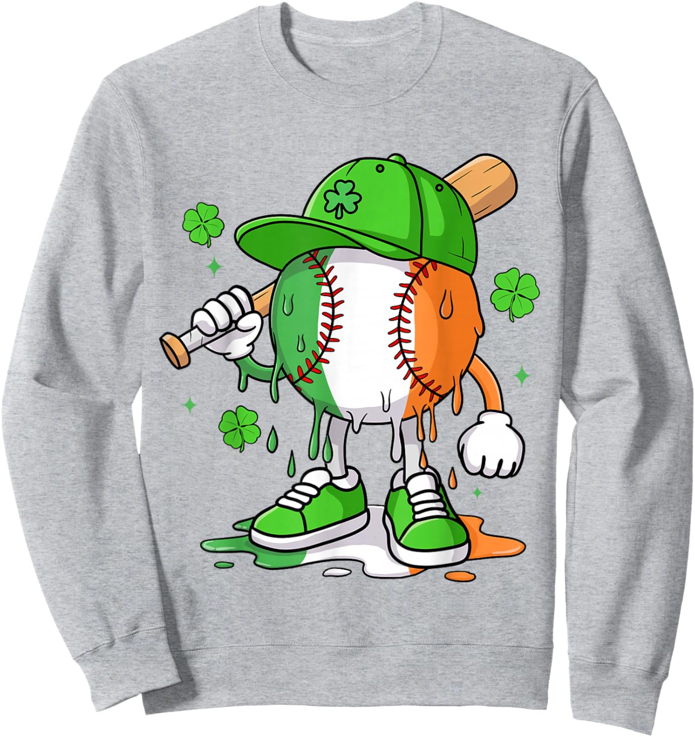 Boys St Patricks Day Irish Flag Kids Baseball Ice Cream Drip Sweatshirt - Sweatshirt | Ash