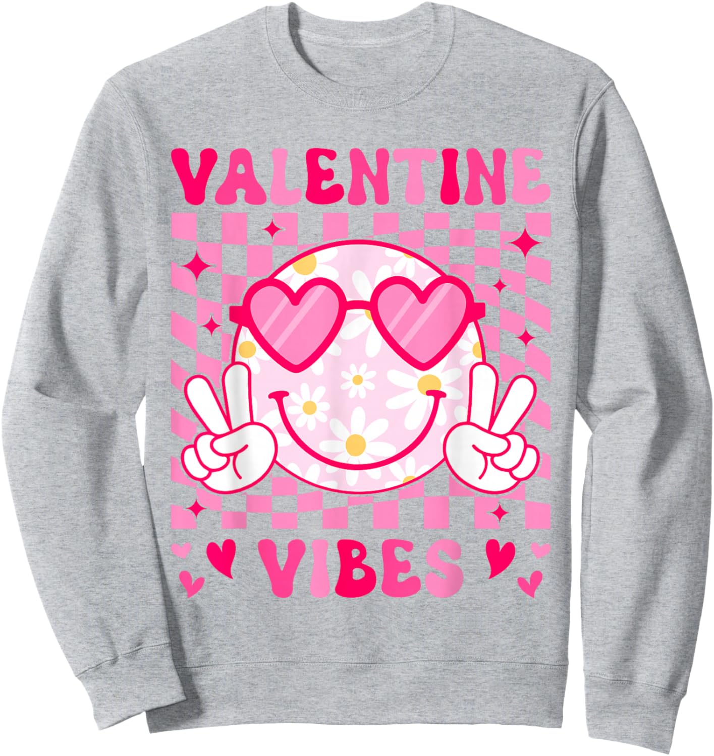 Groovy Valentine Vibes Women Teens Girls Kid Flower Sweatshirt - Sweatshirt | Ash