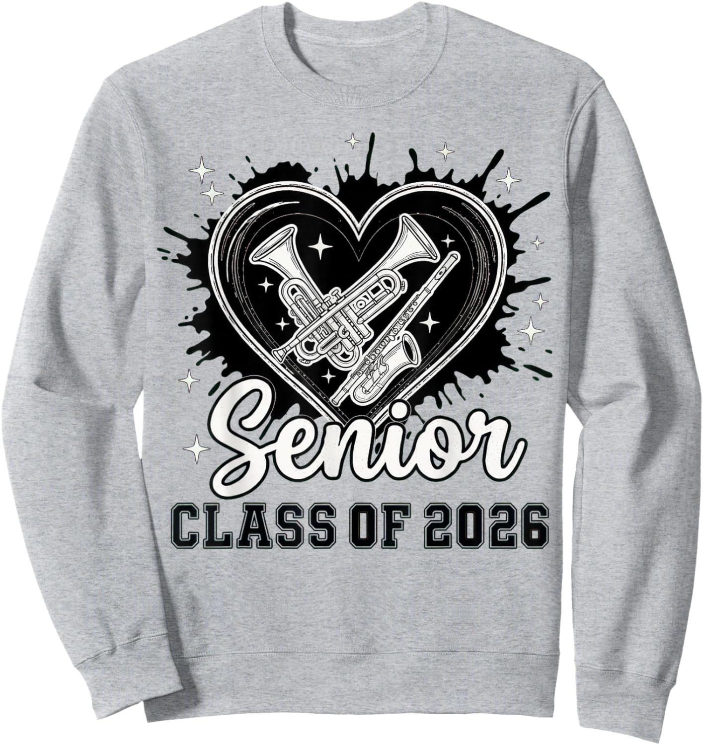 Senior Class of 2026 Concert Band Musician Graduation Heart Sweatshirt - Sweatshirt | Ash