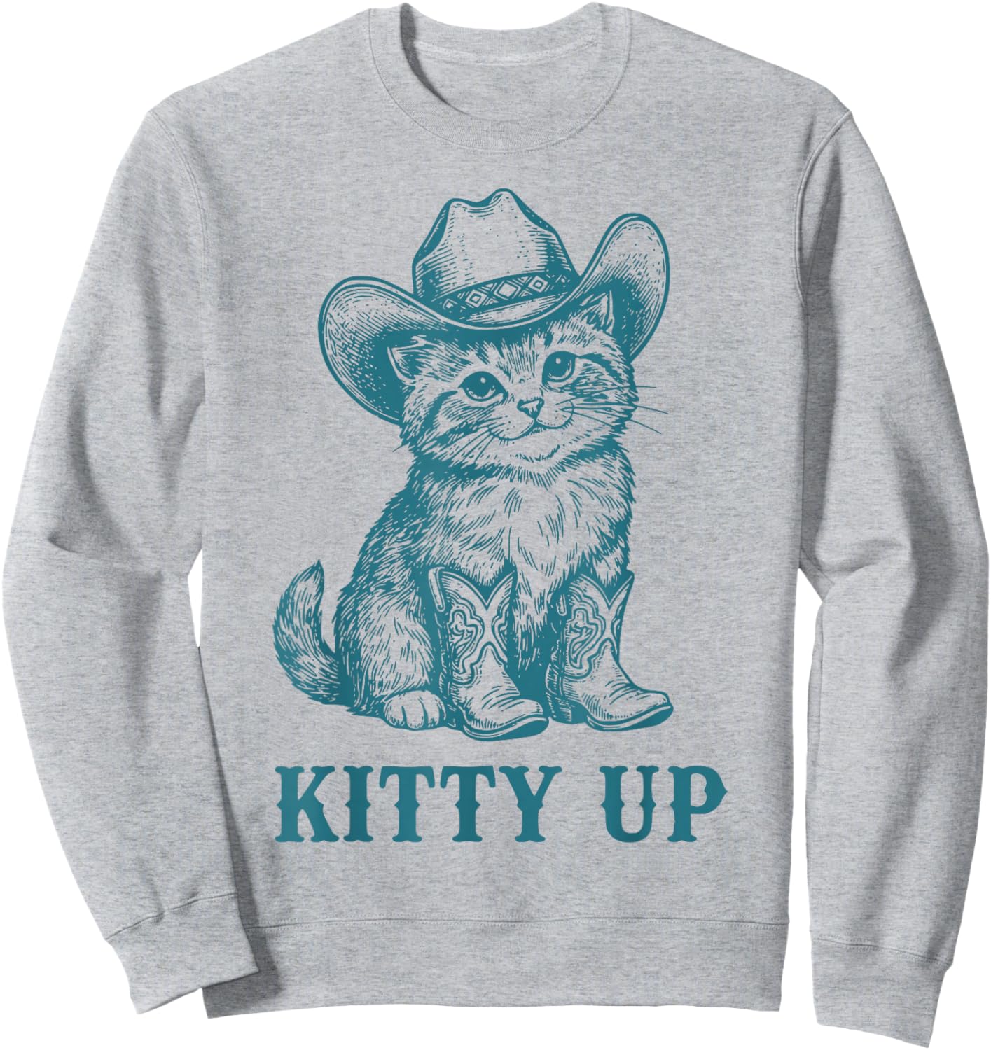 Cowboy Cat Kitty Up Vintage Western Cat Funny Sweatshirt - Sweatshirt | Ash