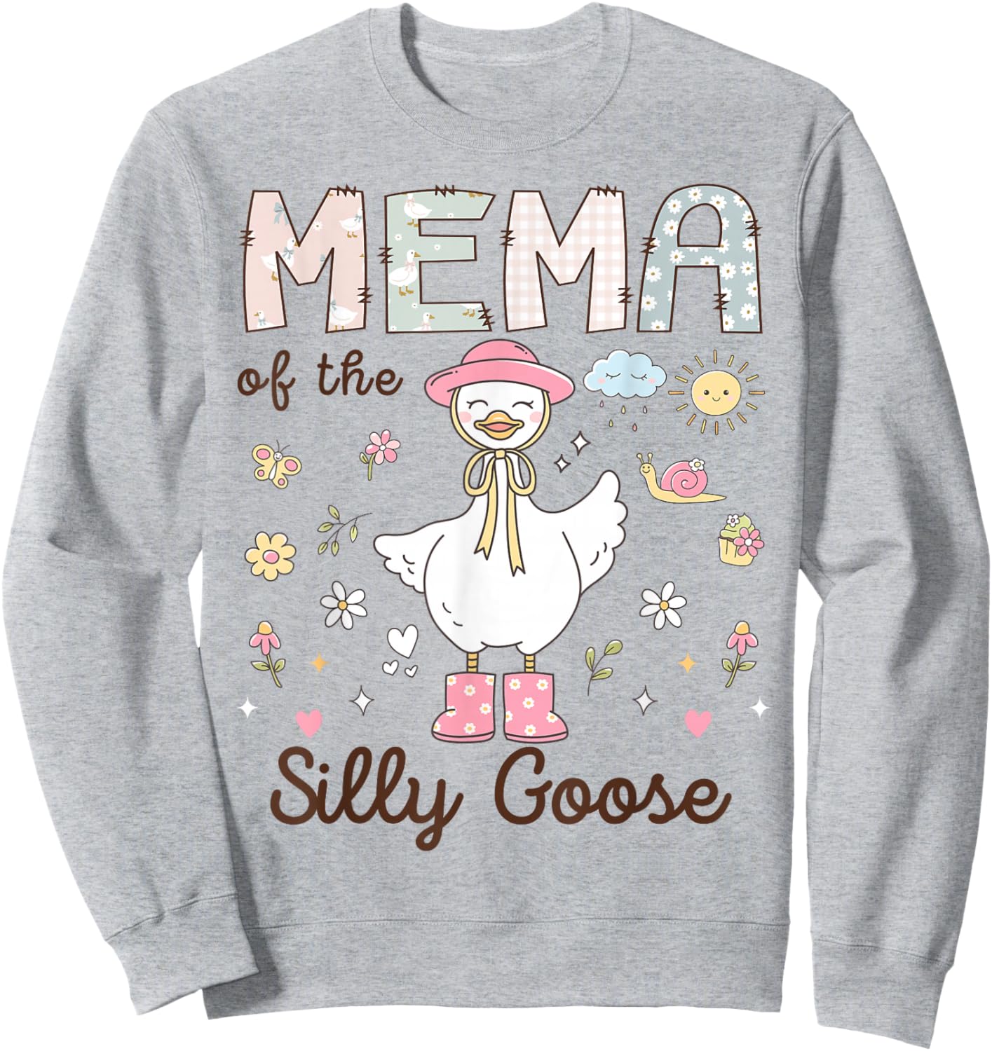 Mema of The Silly Goose First Birthday Girl Family Sweatshirt - Sweatshirt | Ash