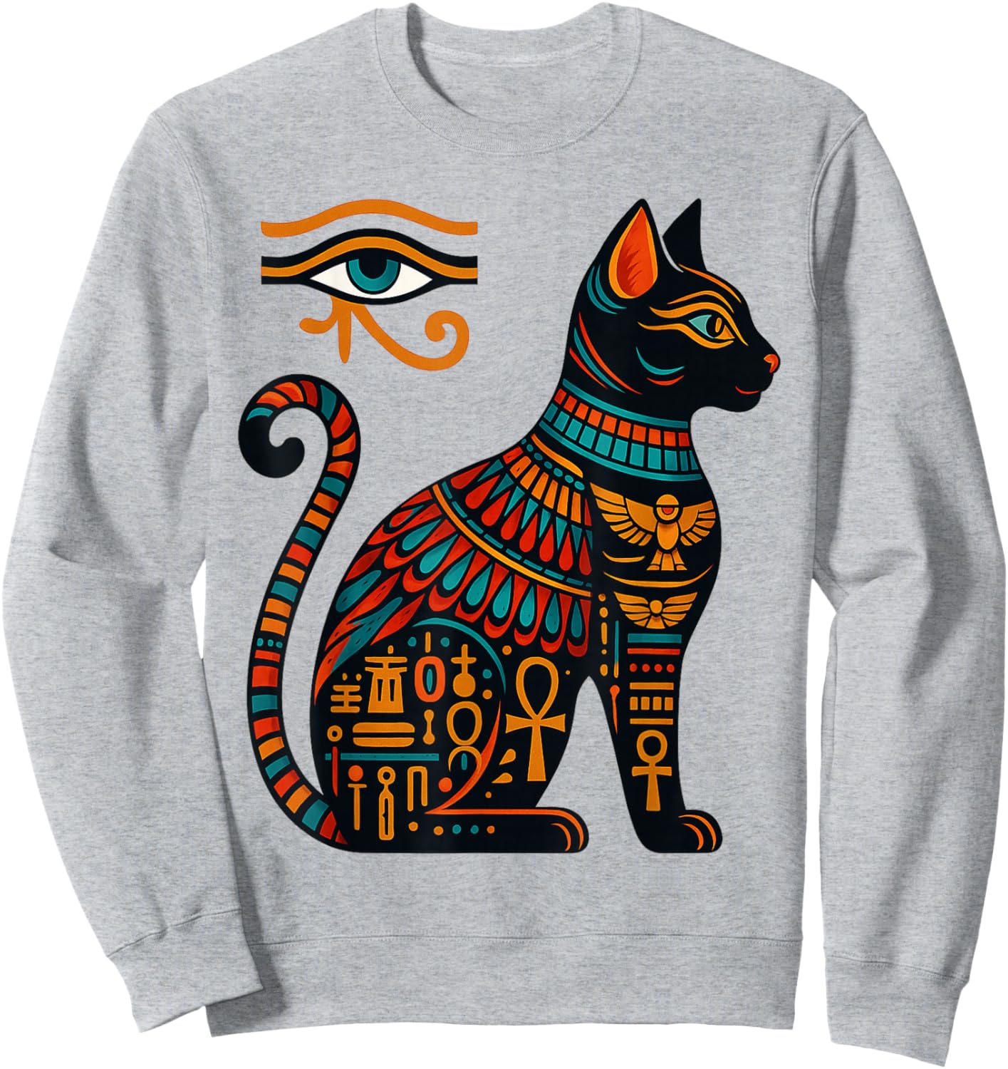 Bastet Goddess Cat Egyptian Eye of Horus Egypt Mythology Sweatshirt - Sweatshirt | Ash