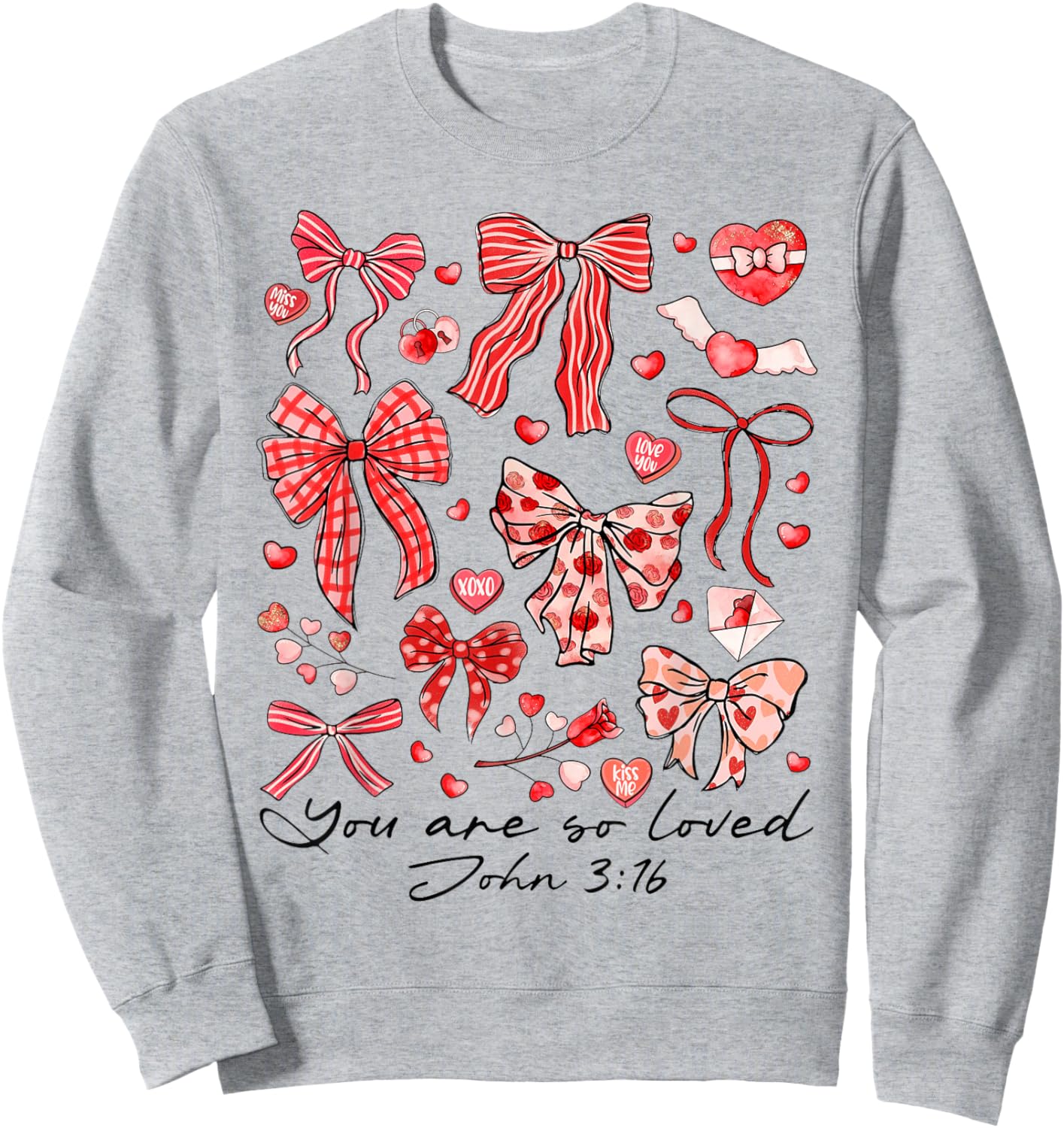 You are So Loved John 3:16 Christian Coquette Pink Bow Sweatshirt - Sweatshirt | Ash