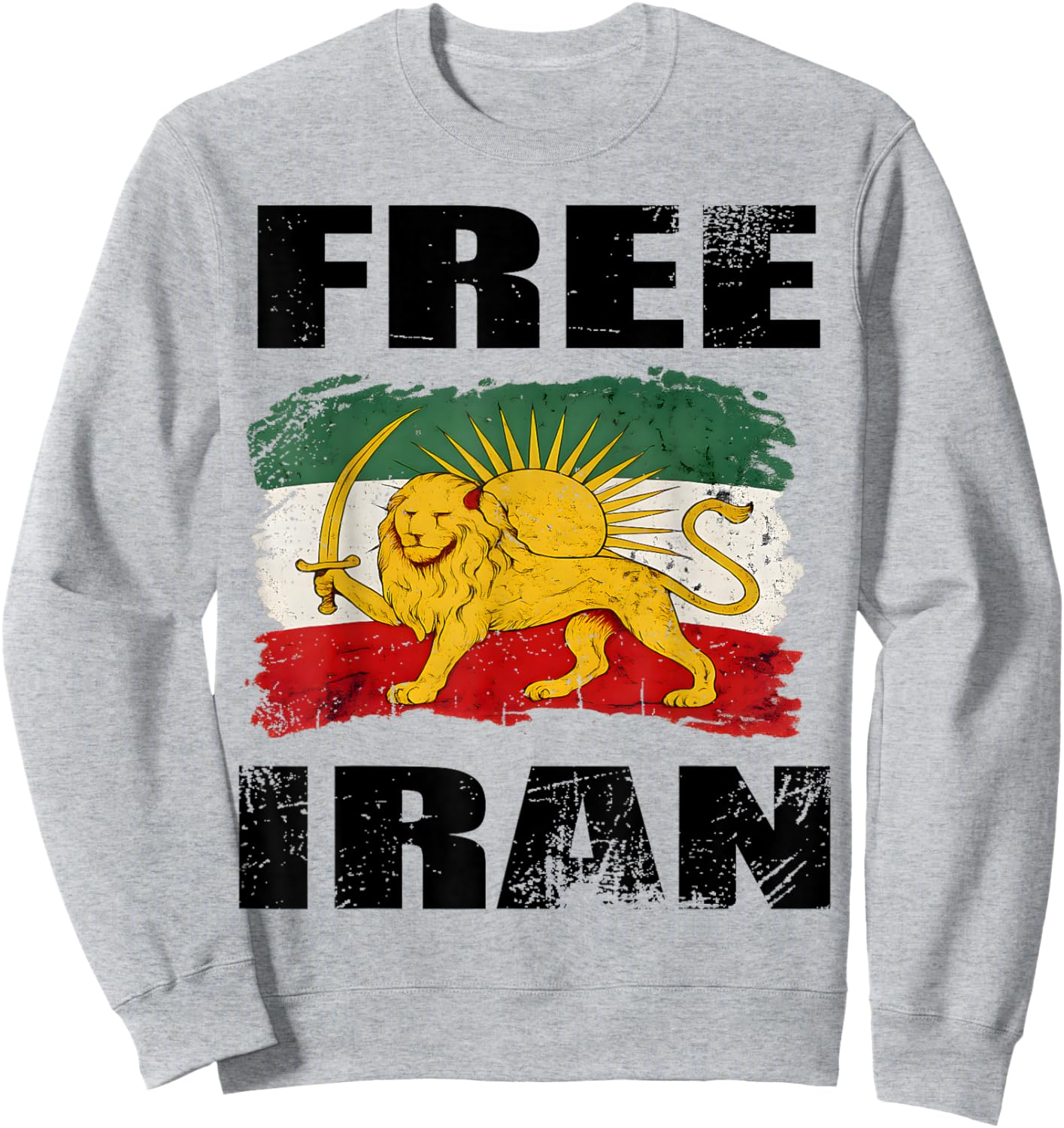 Free Iran Flag Lion Sun Persian Pride Iranian Sweatshirt - Sweatshirt | Ash