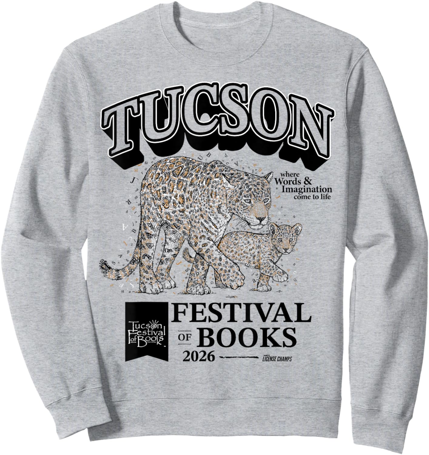 Tucson Festival of Book | Merch | TFOB 2026 | Critter Jaguar Sweatshirt - Sweatshirt | Ash
