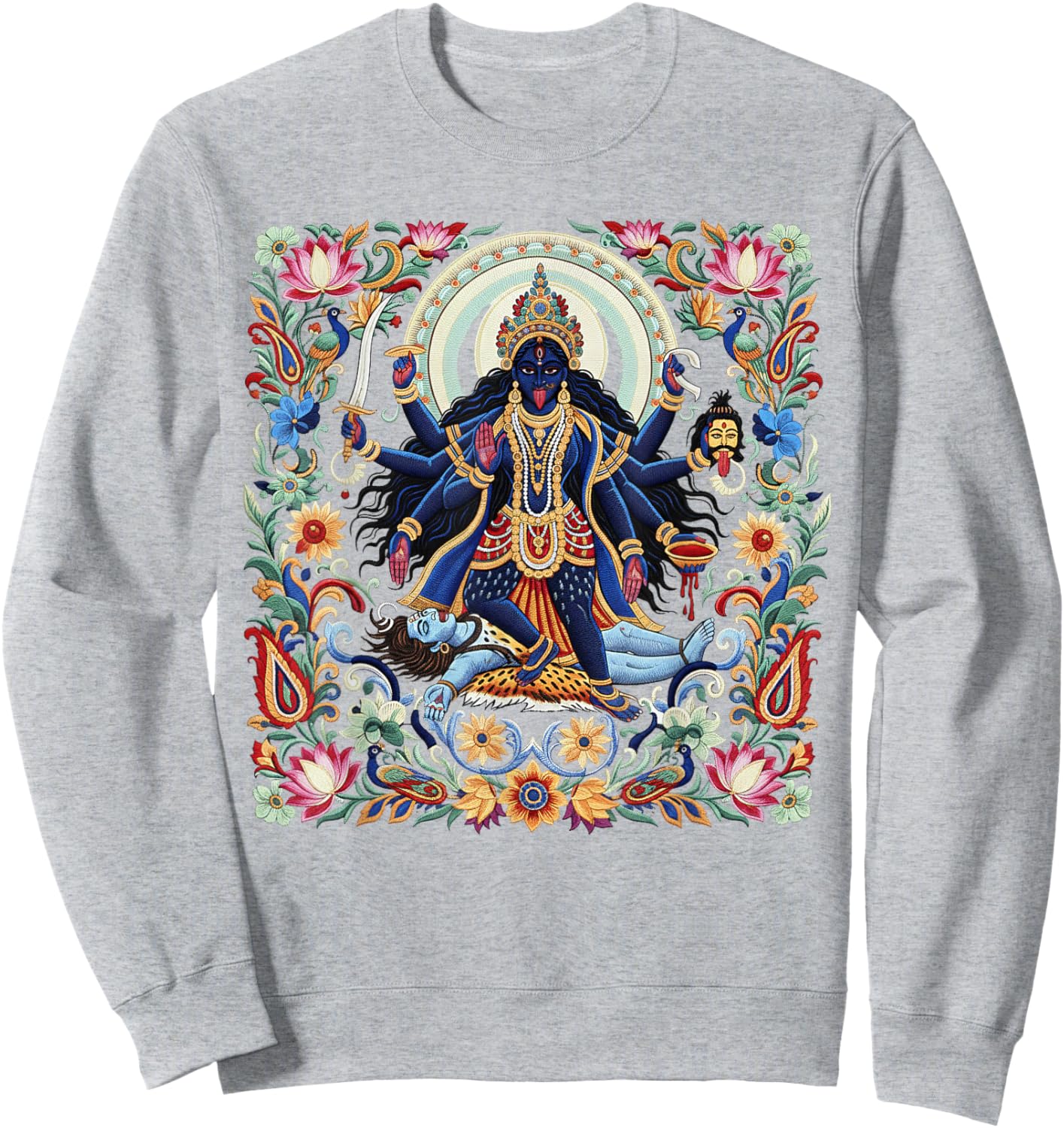 Maa Kali Mahakali Goddess Hindu Spiritual Hinduism Indian Sweatshirt - Sweatshirt | Ash