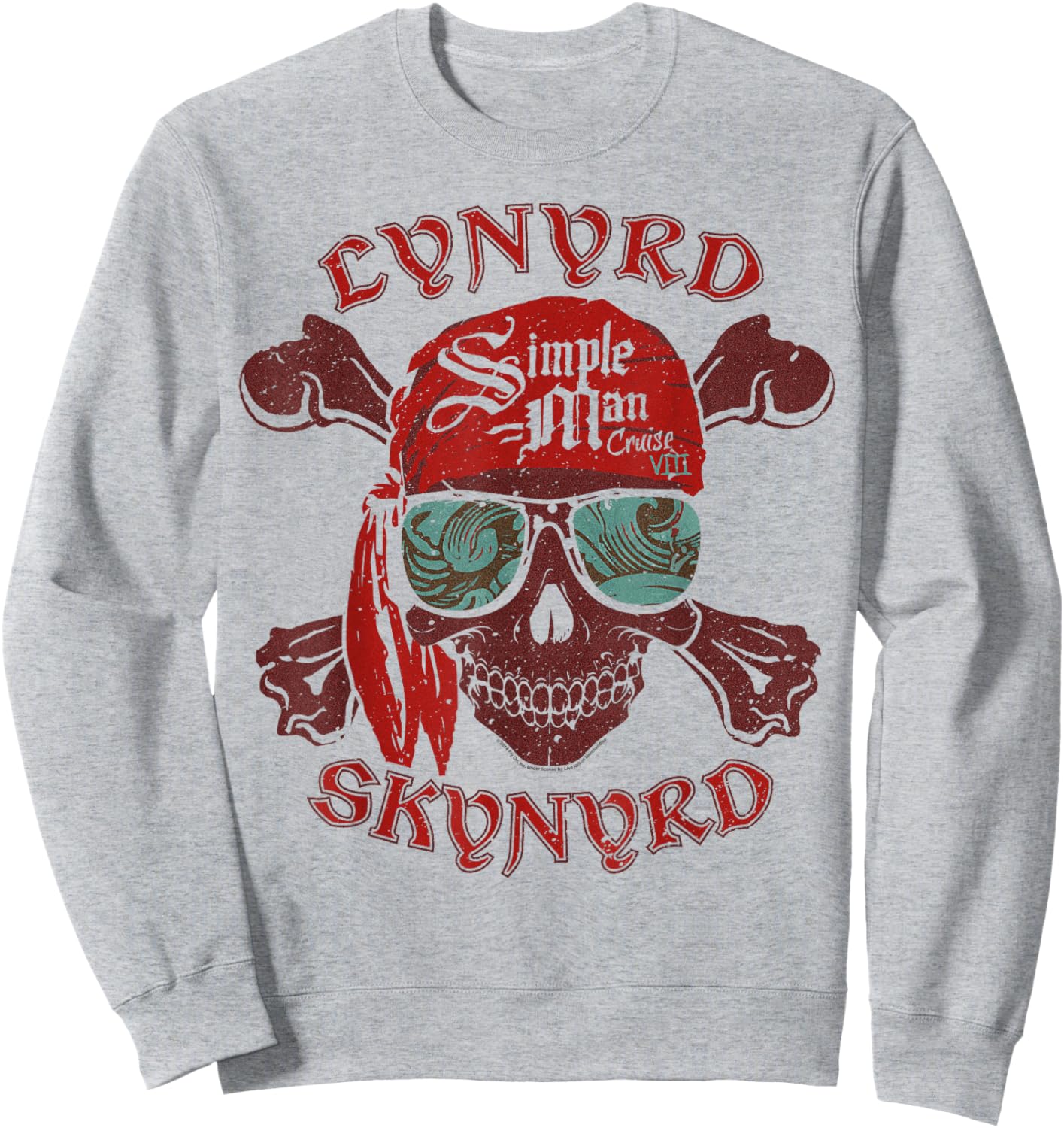 Lynyrd Skynyrd Skull Crossbones Simple Man Pirate Retro Rock Sweatshirt - Sweatshirt | Ash