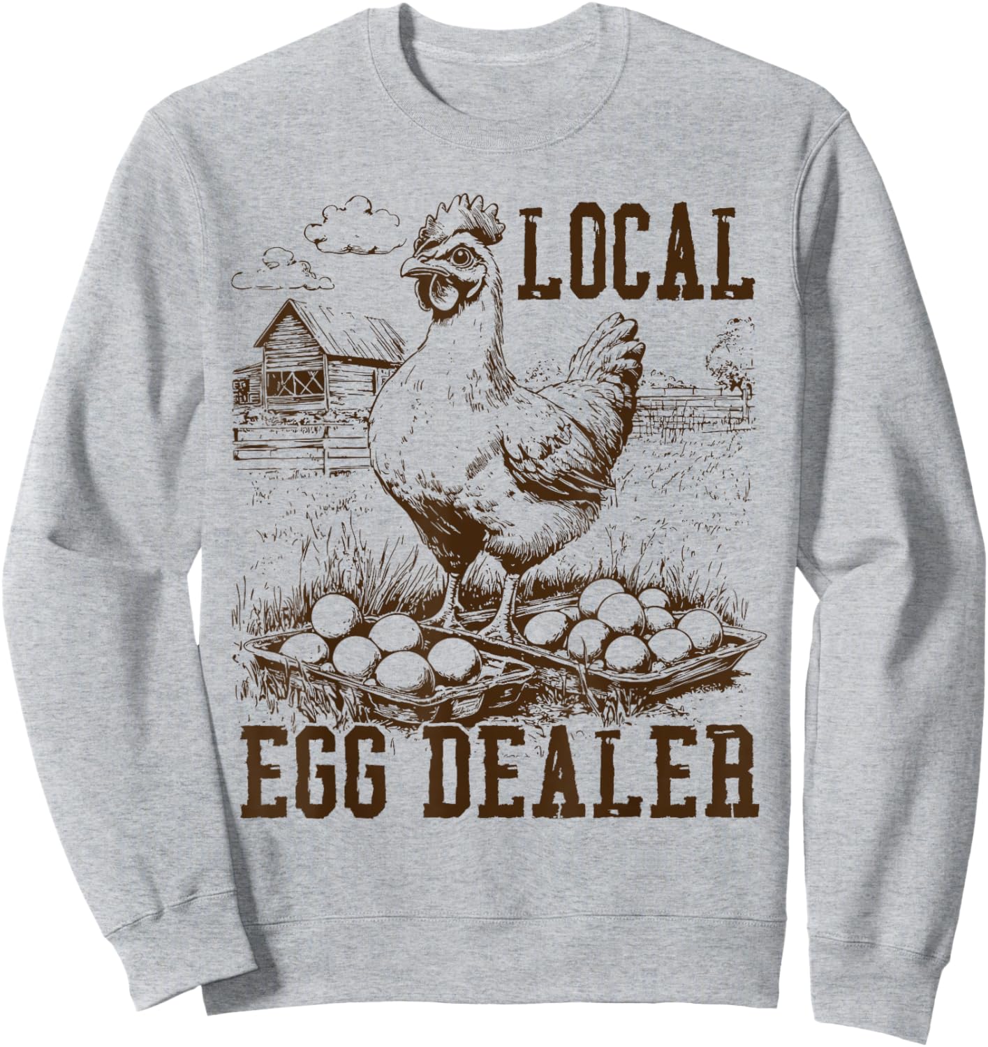 Local Egg Dealer Chicken Lady Lover Easter Retro Trendy Sweatshirt - Sweatshirt | Ash