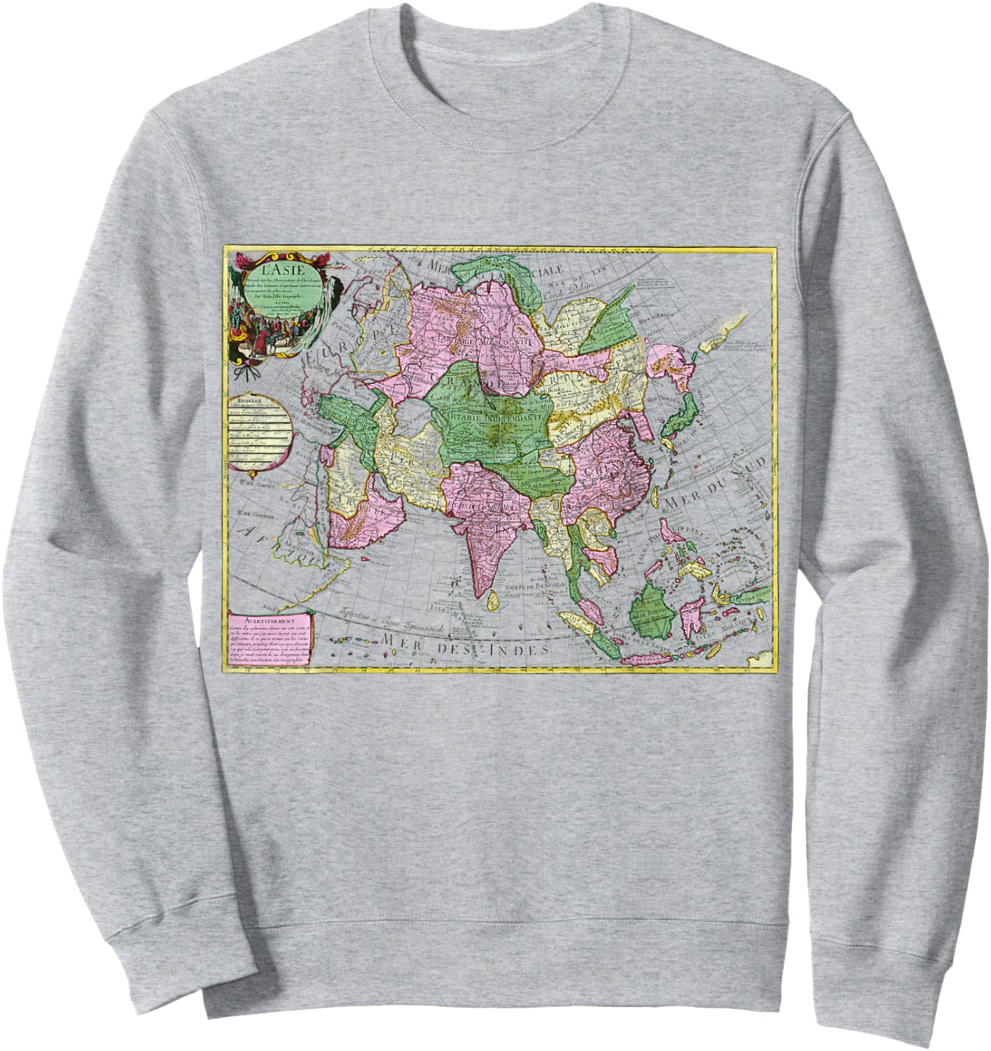 Tartaria Vintage Map Sweatshirt - Sweatshirt | Ash