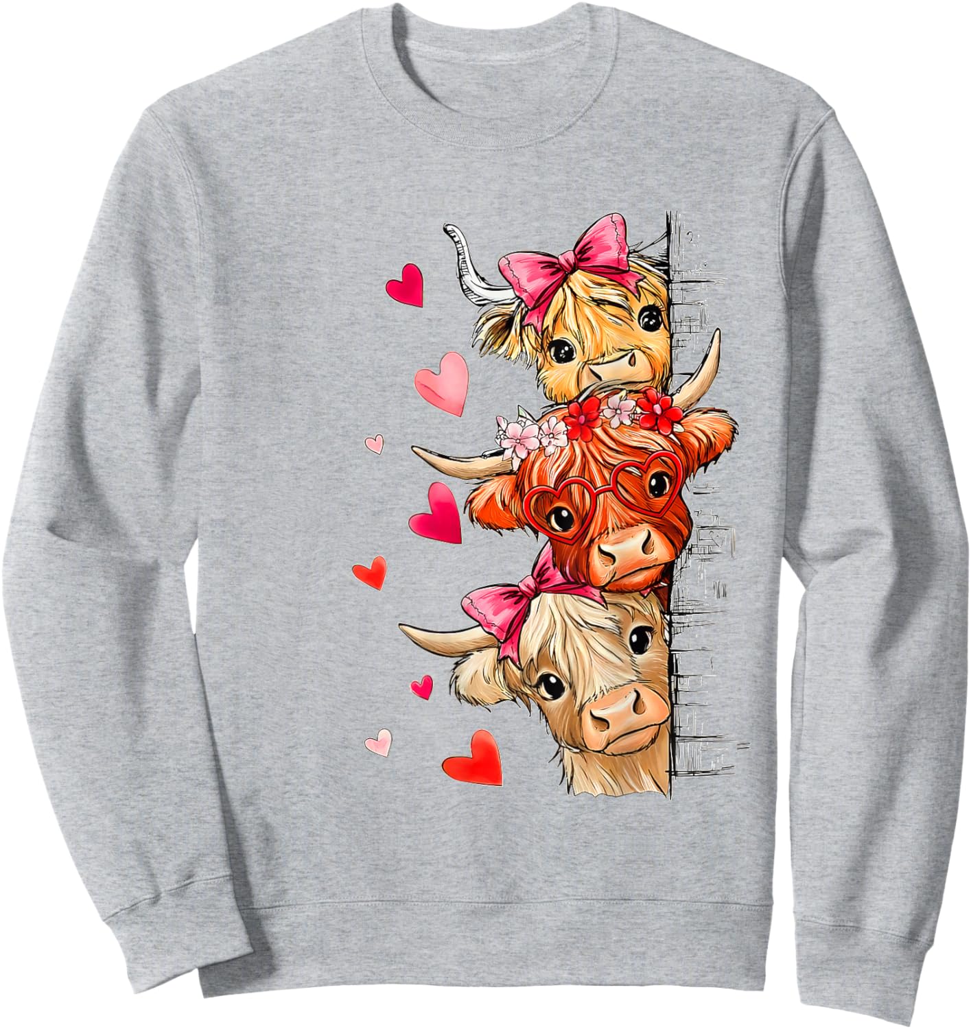 Valentine Highland Cow Sweatshirt - Sweatshirt | Ash