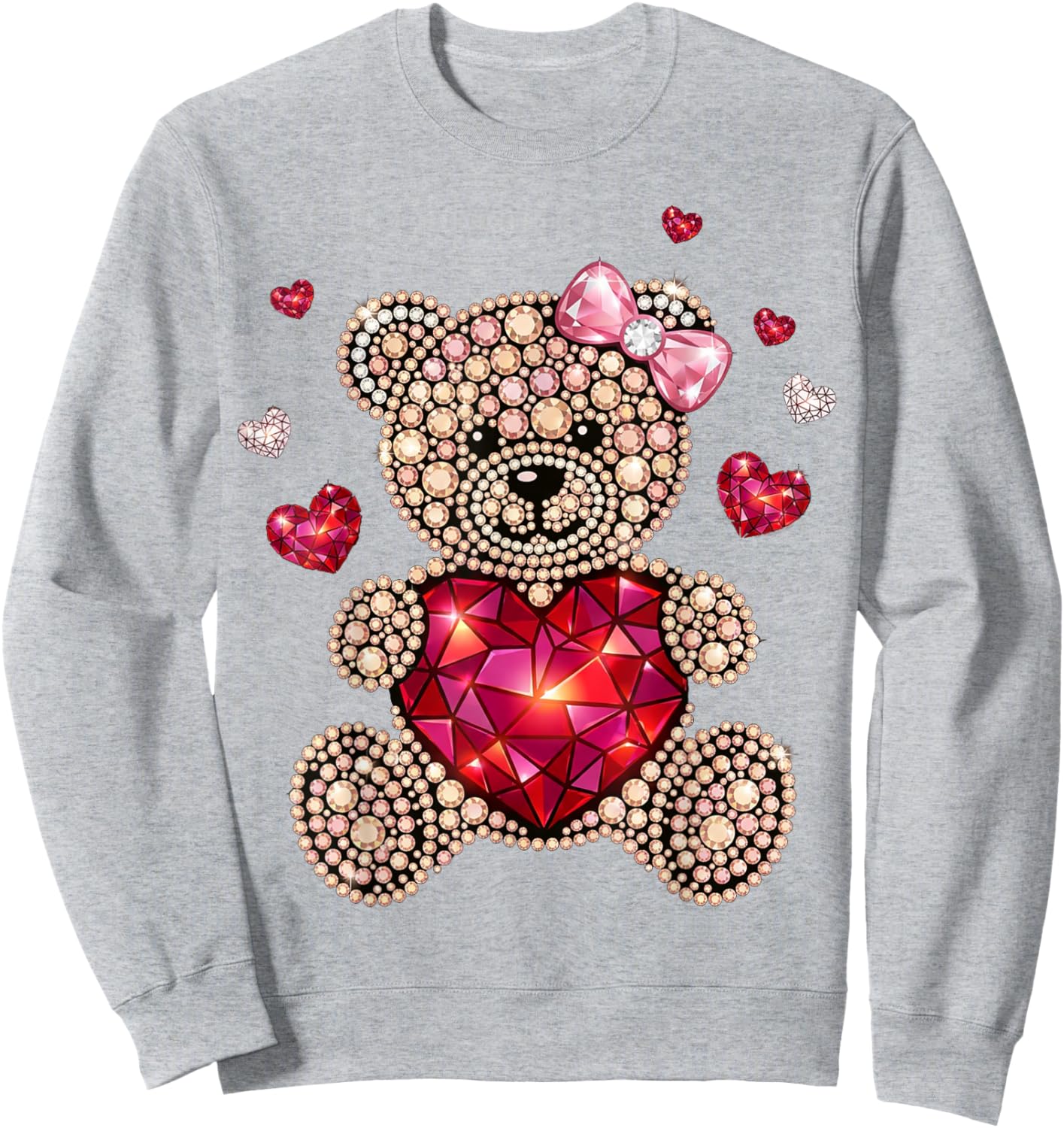 Cute Teddy Bear Women Valentines Day Shirt Girl Coffee Heart Sweatshirt - Sweatshirt | Ash