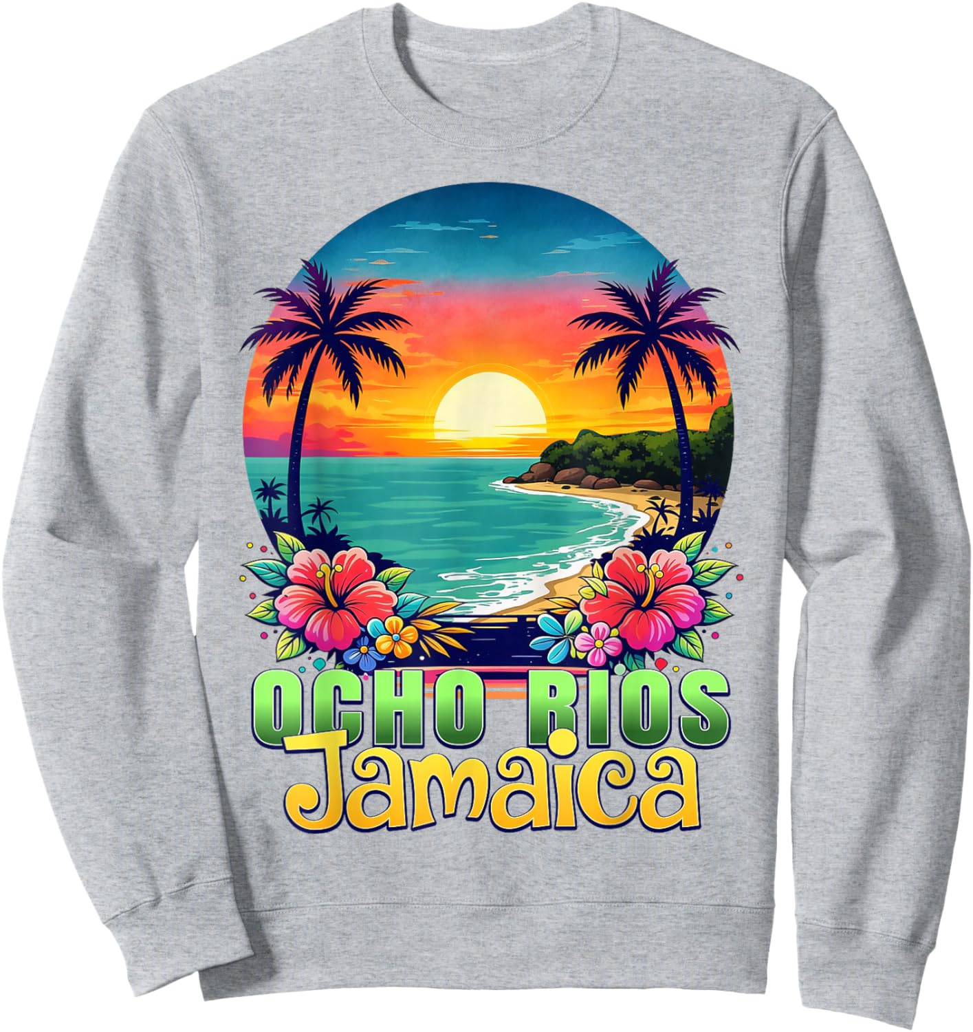 Ocho Rios Jamaica Beach Tropical Sunset Summer Vacation Sweatshirt - Sweatshirt | Ash