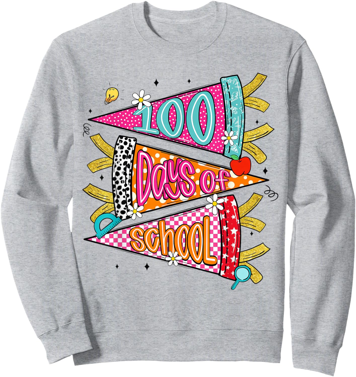 Cute 100 Days of School Girl Teacher 100th Day of School Kid Sweatshirt - Sweatshirt | Ash