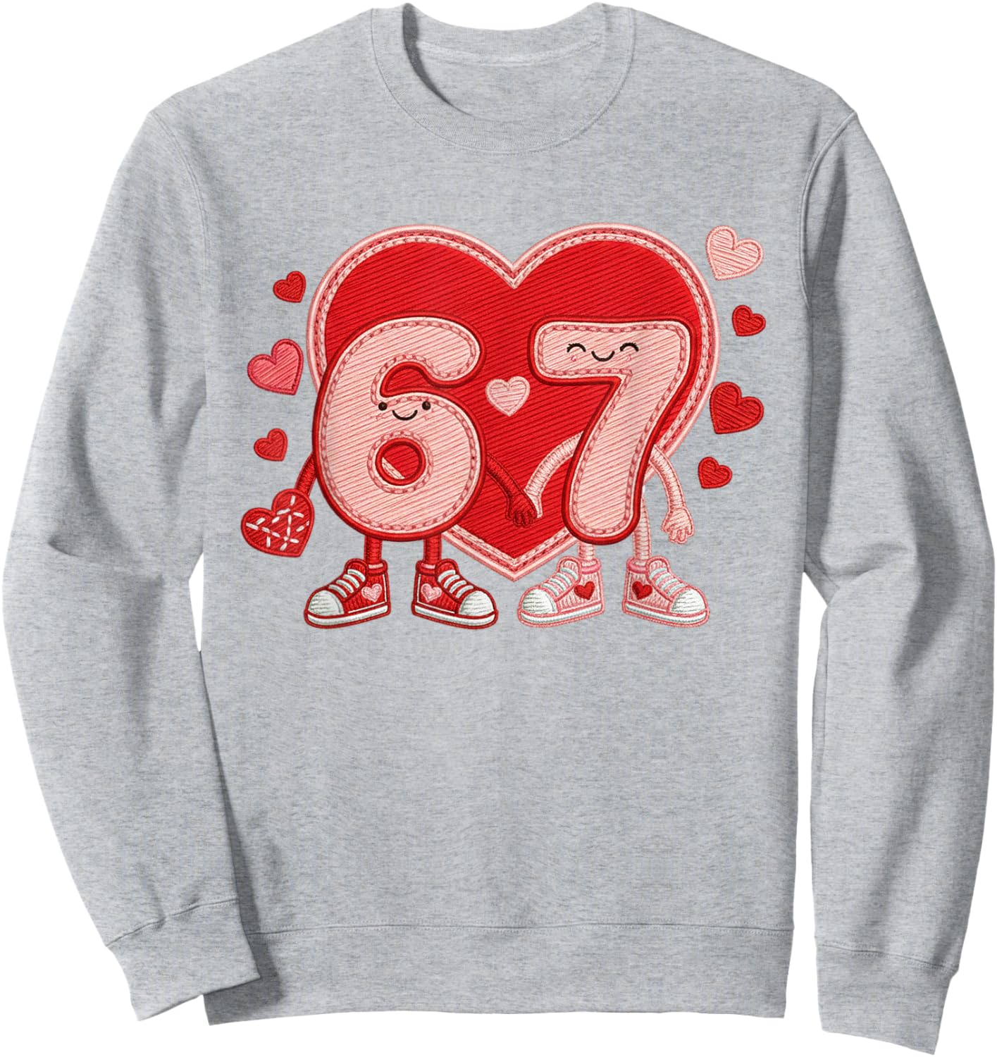 Valentine’s Day 67 Meme Six Seven 6 7 Valentine Heart Couple Sweatshirt - Sweatshirt | Ash