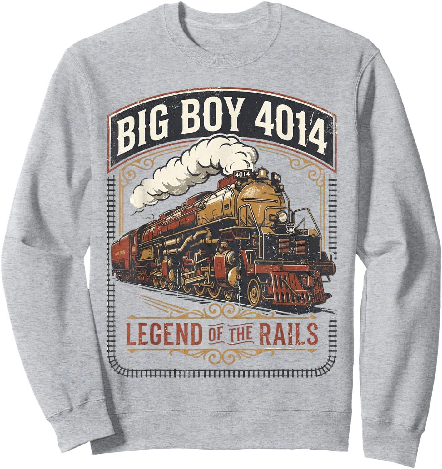 Big Boy 4014 Steam Engine Locomotive Train Vintage Railroad Sweatshirt - Sweatshirt | Ash