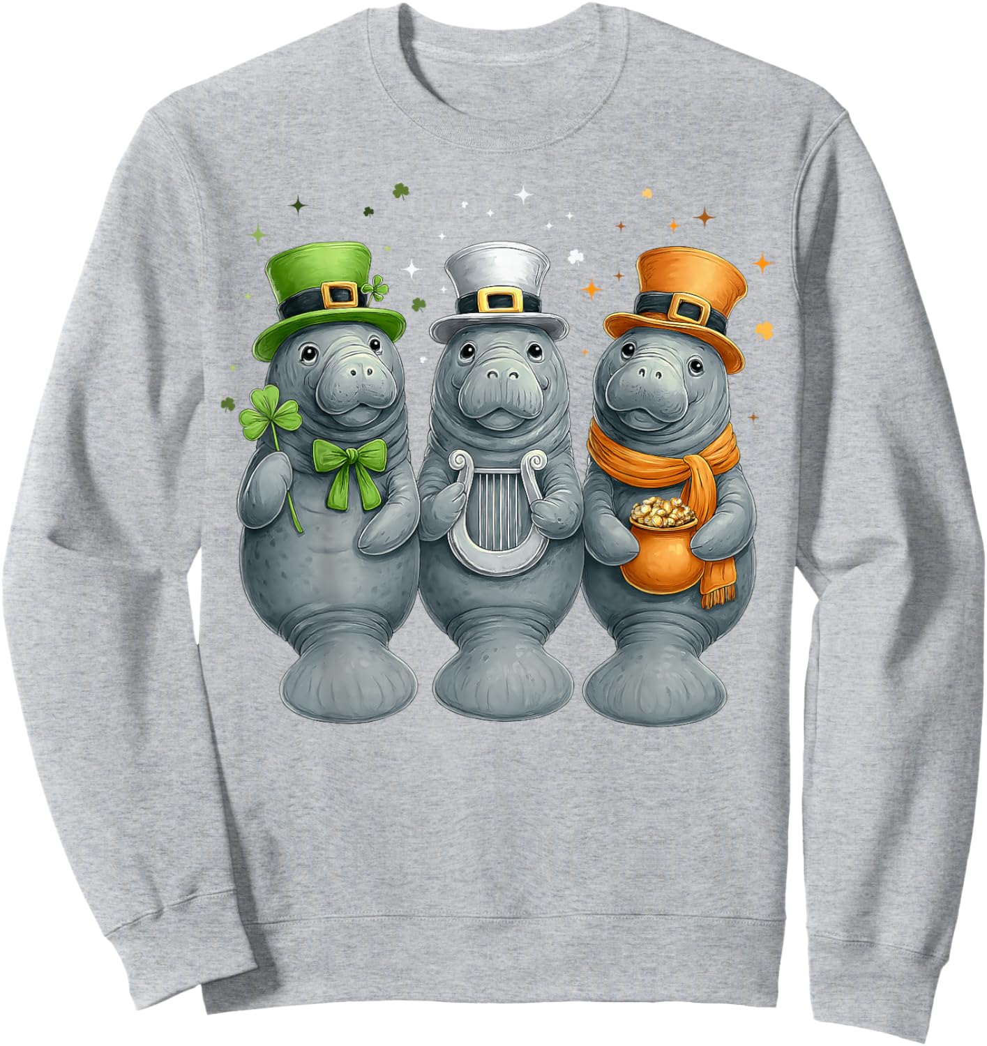 Manatee Floaty Potato Sea Cow St. Patricks Day Leprechaun Sweatshirt - Sweatshirt | Ash
