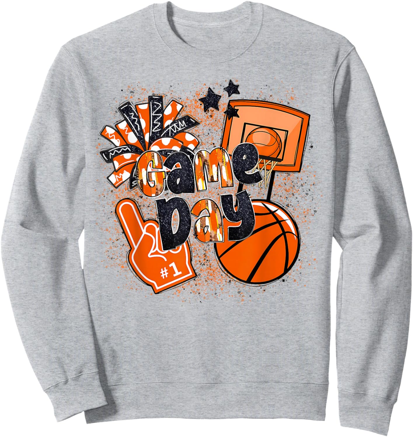 Game Day Basketball Boy Girl Men Women Basketball Mom Cheer Sweatshirt - Sweatshirt | Ash