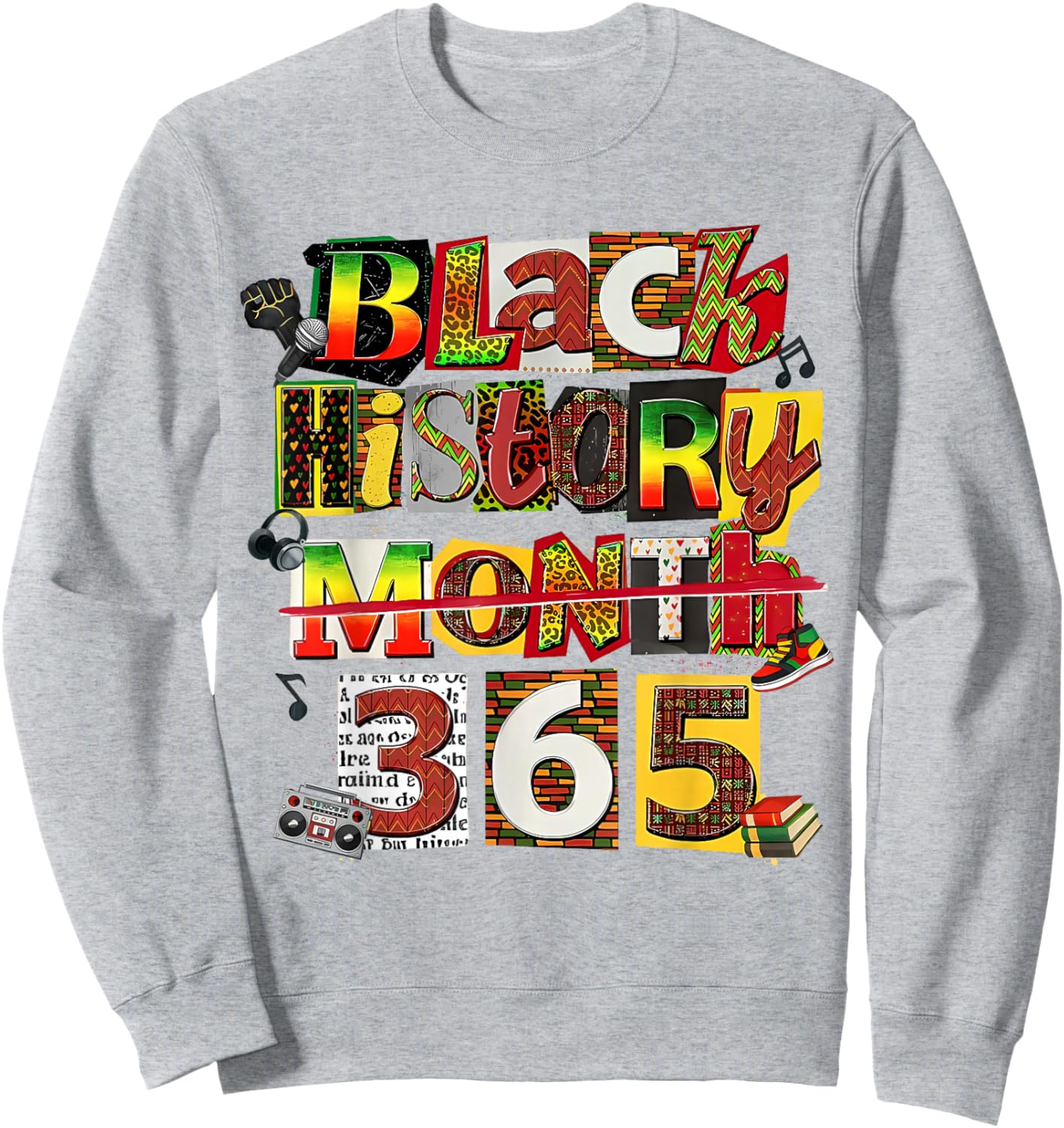 Black History Month 365 Collage Afro American Pride Sweatshirt - Sweatshirt | Ash