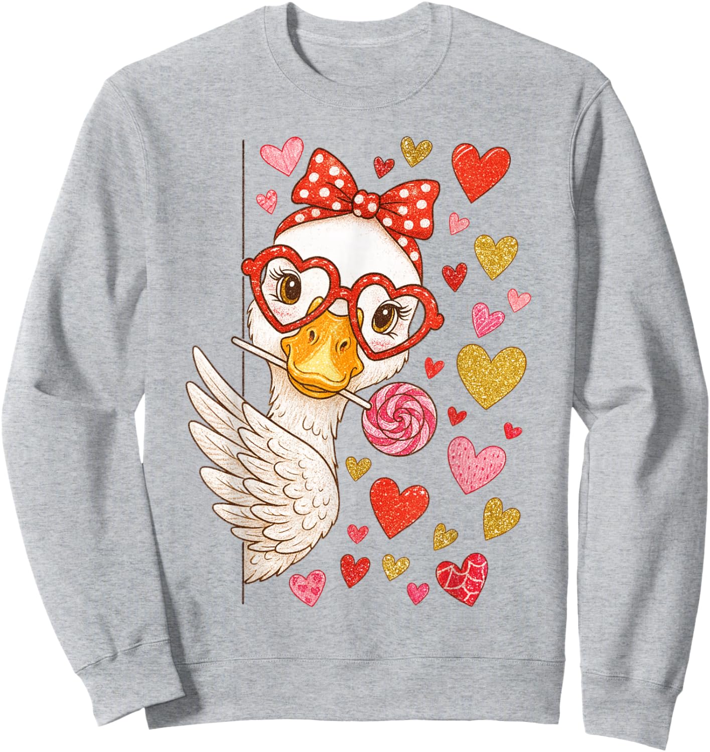 Cute Valentine Goose Coquette Funny Silly Goose Women Sweatshirt - Sweatshirt | Ash