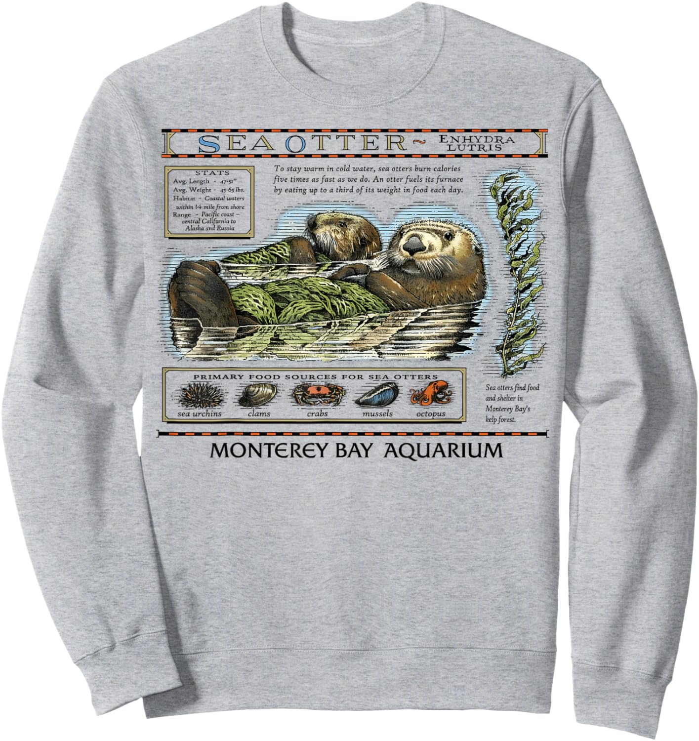 Vintage Sea Otters Sweatshirt - Sweatshirt | Ash