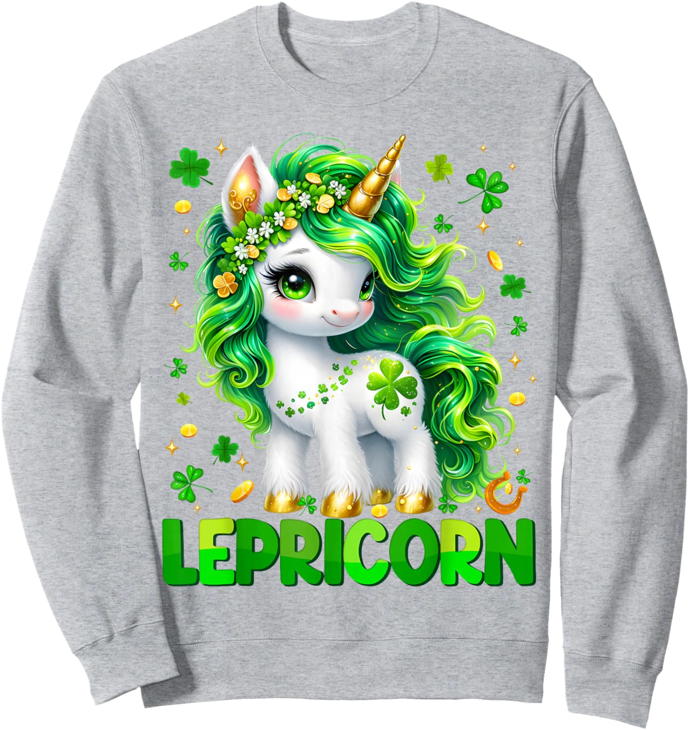 Lepricorn Cute Unicorn Shamrock St Patricks Girl Kid Toddler Sweatshirt - Sweatshirt | Ash