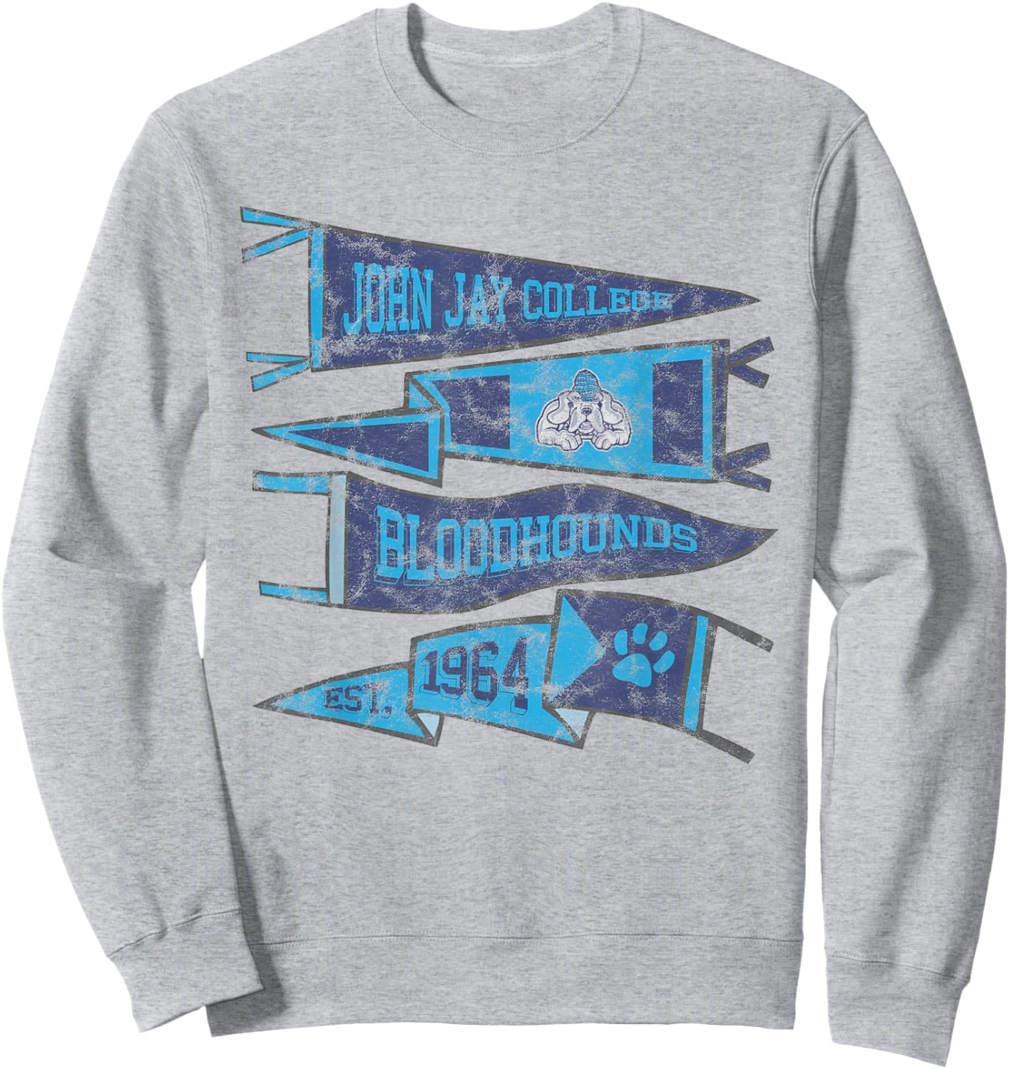 John Jay College of Criminal Justice Bloodhounds Pennants Sweatshirt - Sweatshirt | Ash