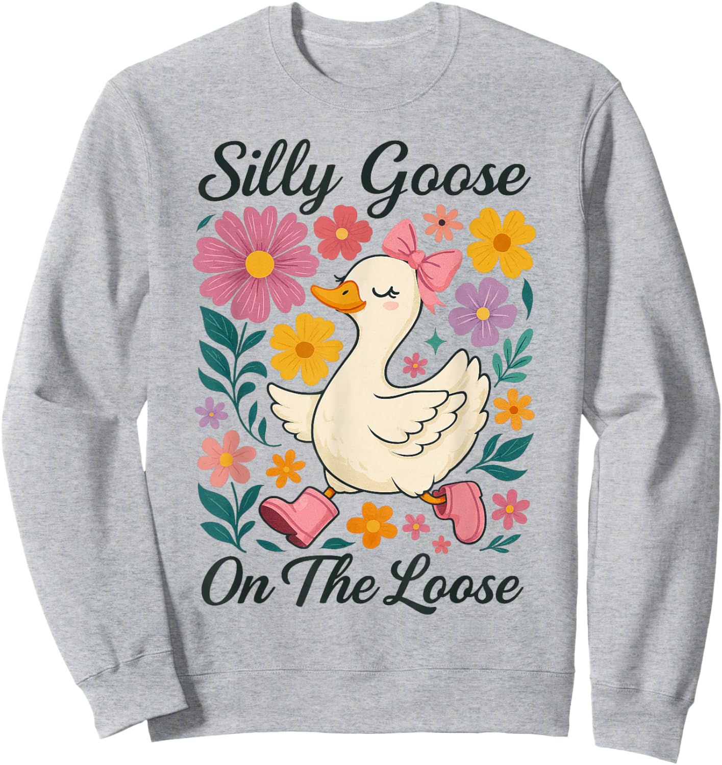 Funny Silly Goose On The Loose Silly Goose Girl Kids Sweatshirt - Sweatshirt | Ash