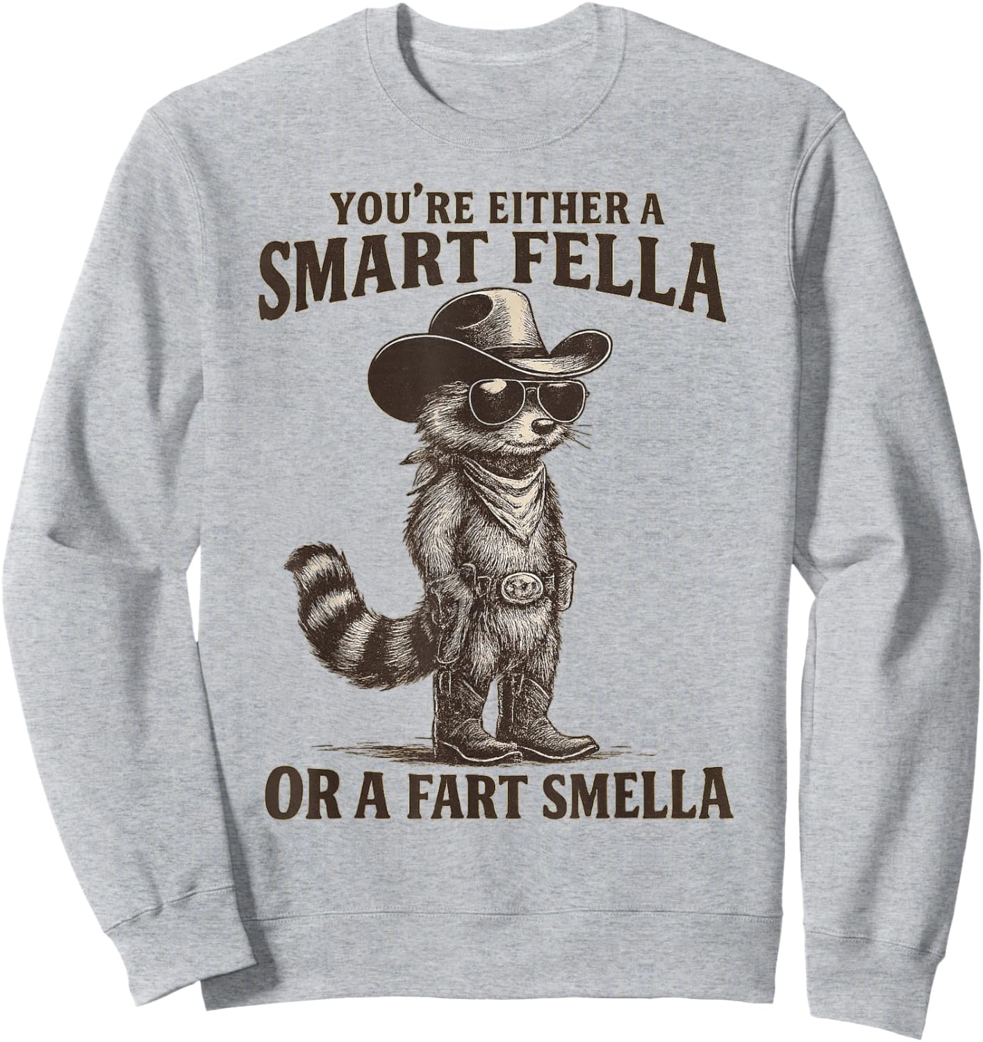 You're Either A Smart Fella Or A Fart Smella Vintage Raccoon Sweatshirt - Sweatshirt | Ash