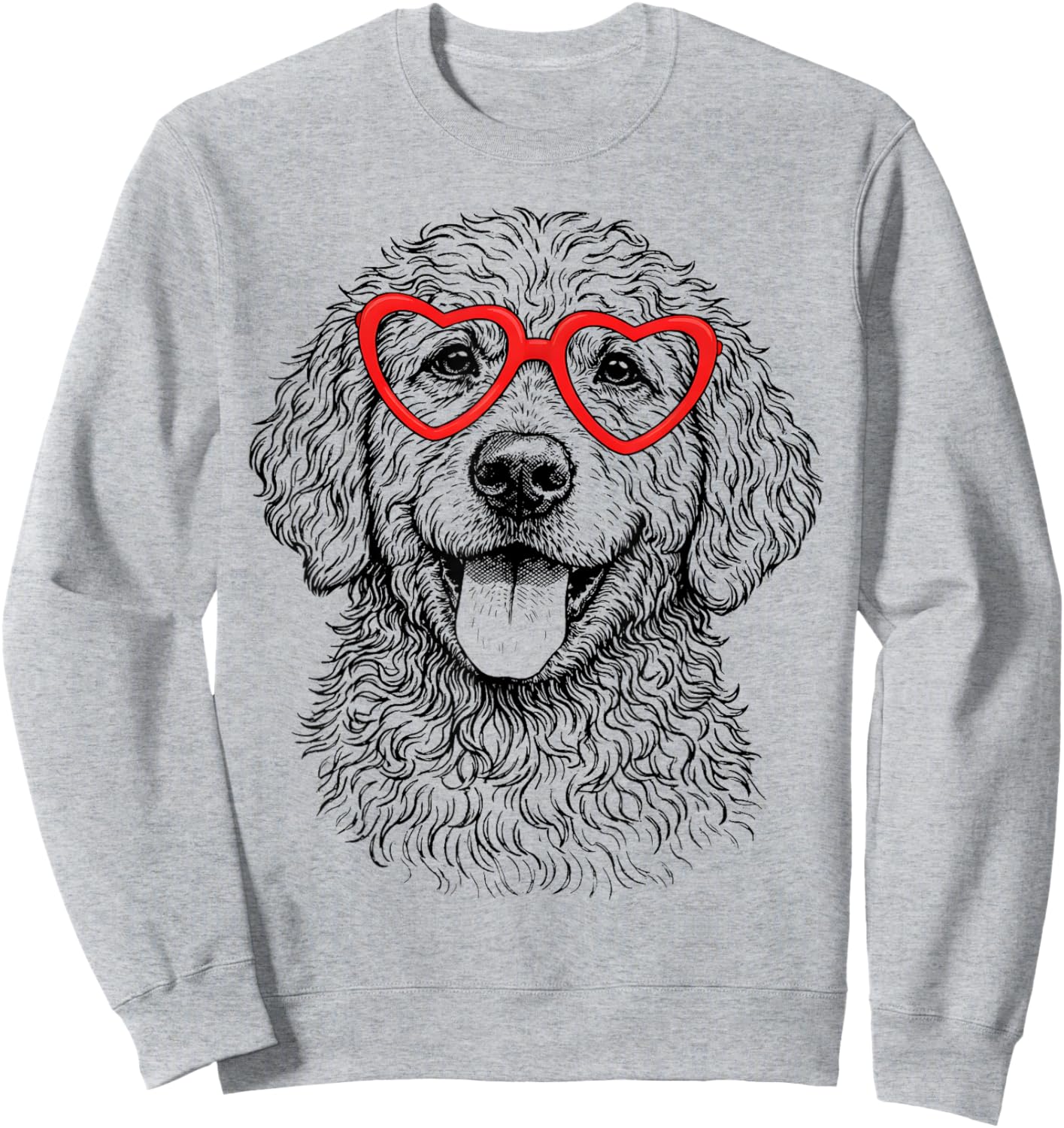 Funny Goldendoodle Face Heart Glasses Dog Valentine’s Day Sweatshirt - Sweatshirt | Ash