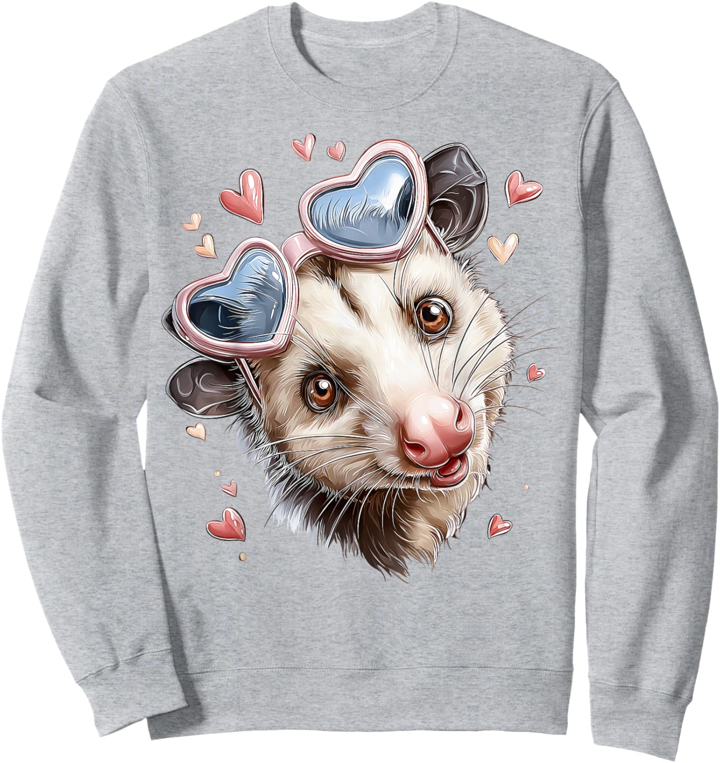 Opossum Possum Valentine's Day Heart Sunglasses Sweatshirt - Sweatshirt | Ash