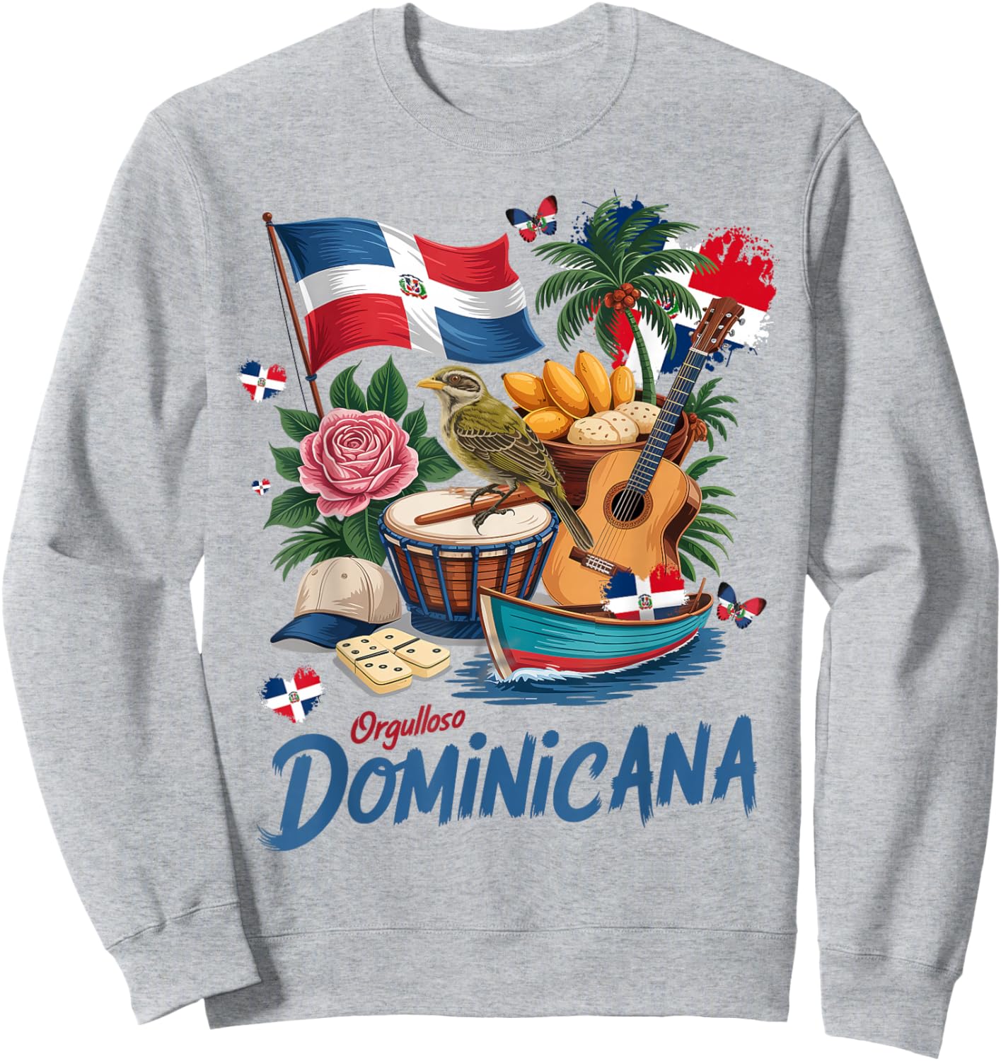 Dominicana Costume Idea for Kids Dominican Republic Flag Sweatshirt - Sweatshirt | Ash