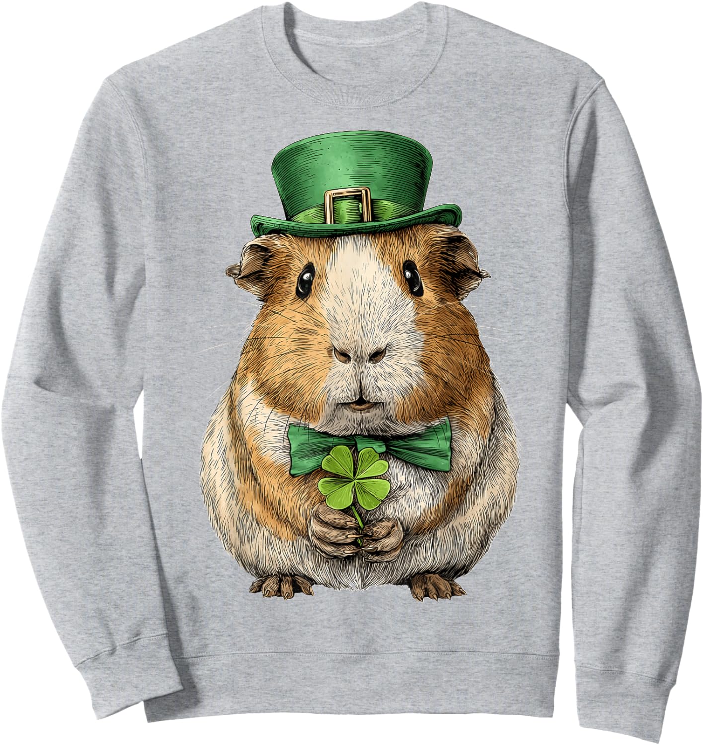 Guinea Pig St. Patricks Day Pattys Day Irish Leprechaun Luck Sweatshirt - Sweatshirt | Ash
