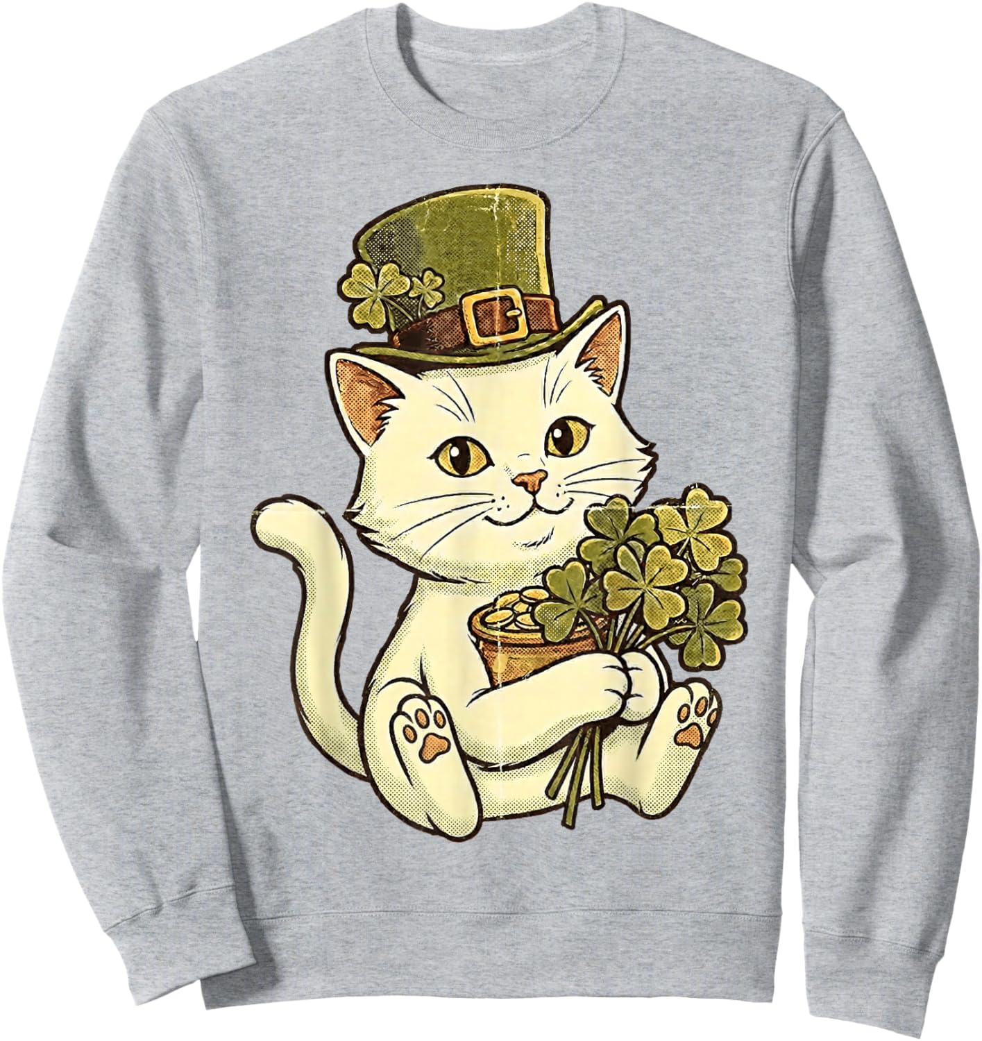 Cat St Patricks Day Leprechaun Kitten St Paddys Pattys Day Sweatshirt - Sweatshirt | Ash