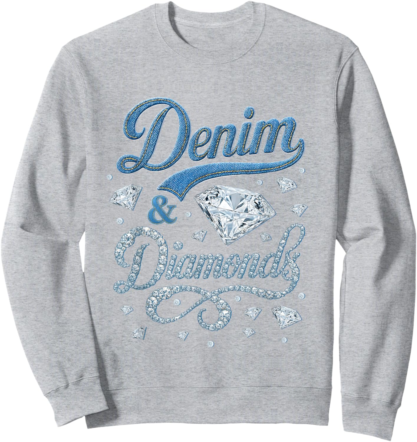 Denim and Diamonds Western Cowgirl Glam Style Men Sweatshirt - Sweatshirt | Ash