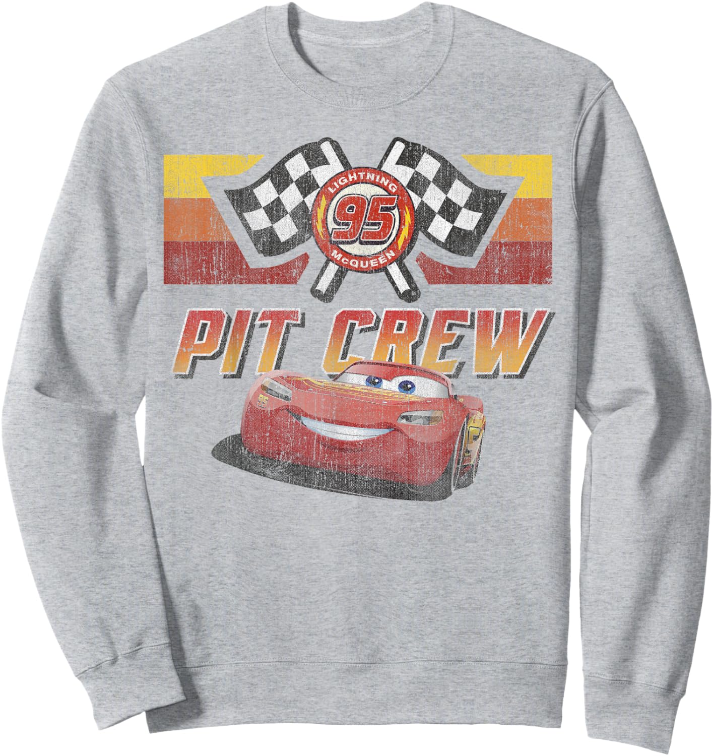 Disney Pixar Cars McQueen Pit Crew Red Distressed Sweatshirt - Sweatshirt | Ash