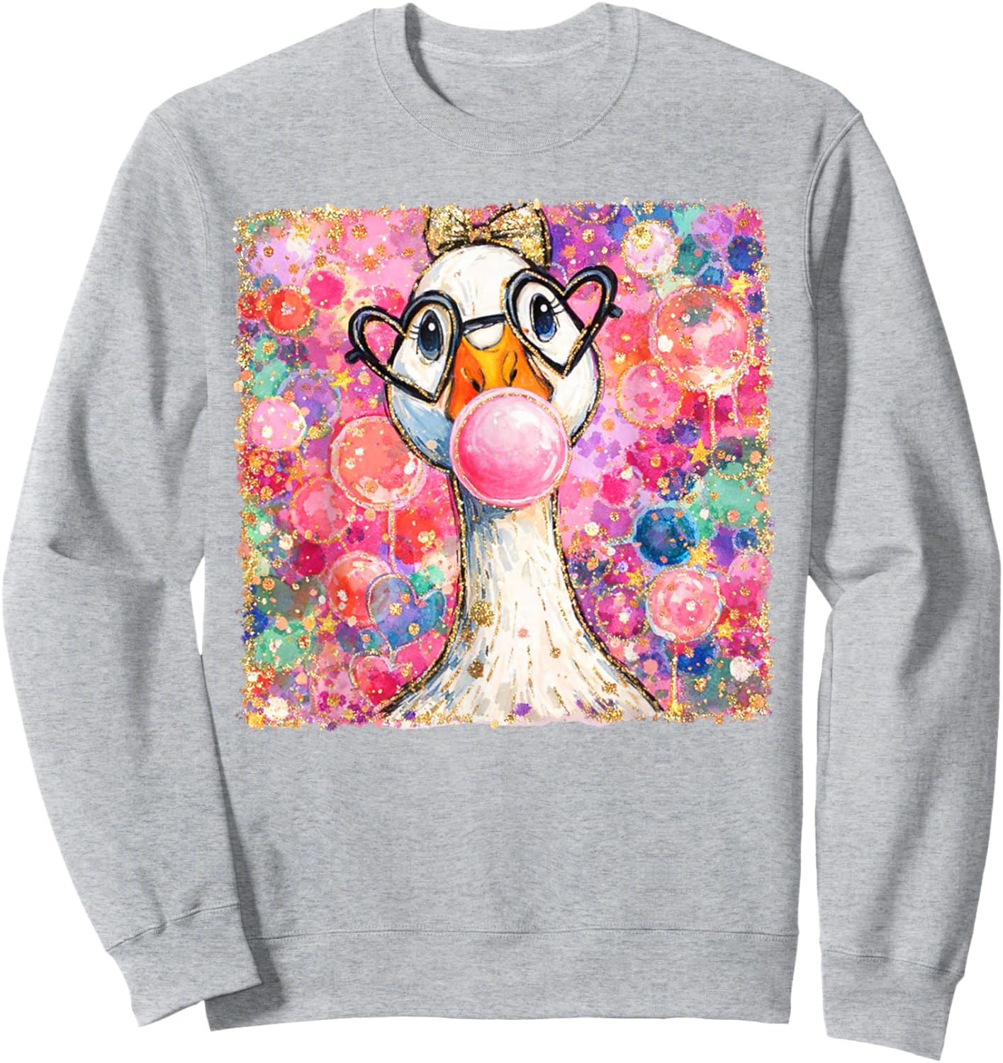 Valentines Silly Goose Blowing Bubble Gum XOXO Couple Sweatshirt - Sweatshirt | Ash
