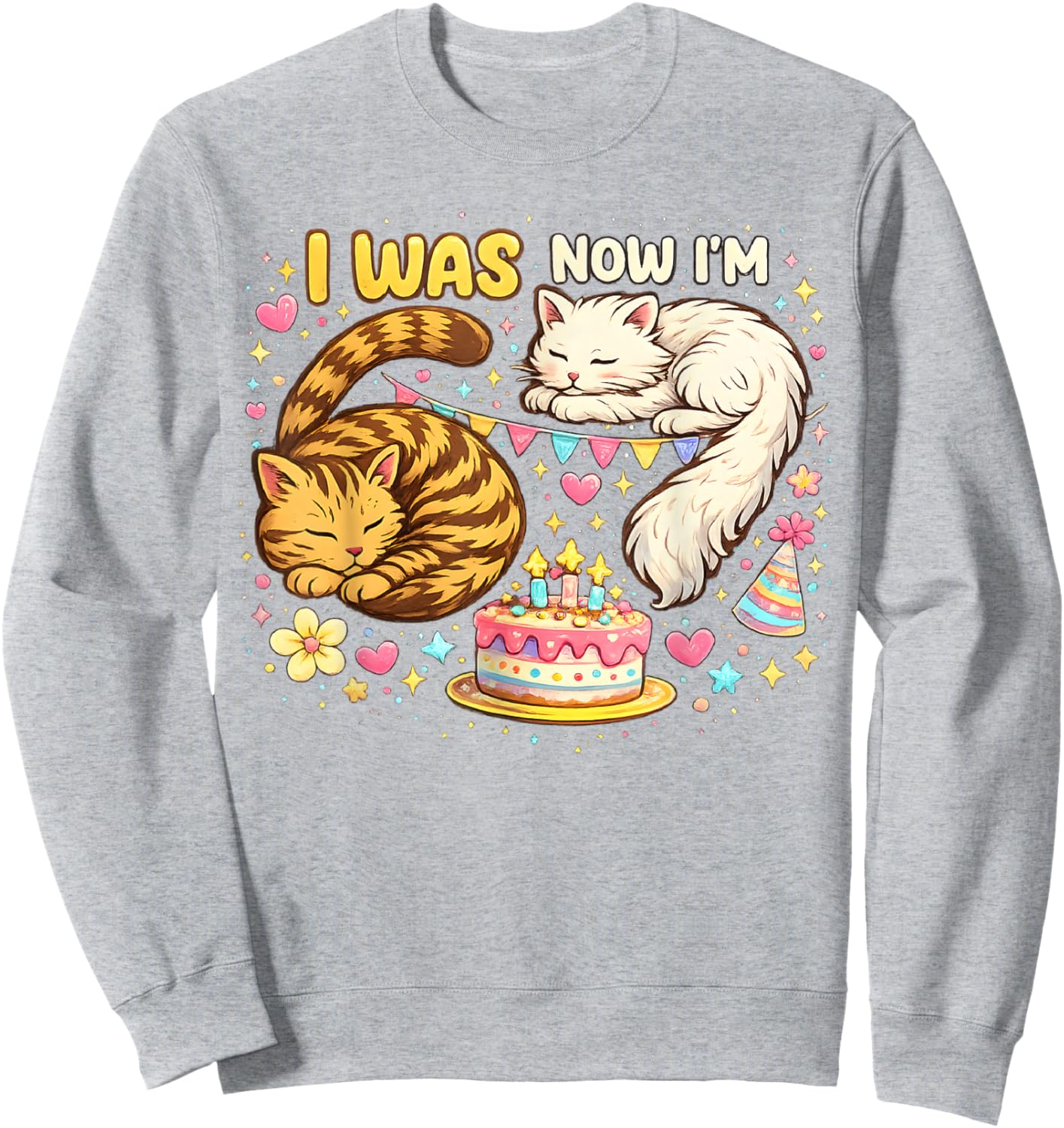 I was 6 Now I'm 7 Birthday 7 Years Old Birthday Funny Cats Sweatshirt - Sweatshirt | Ash